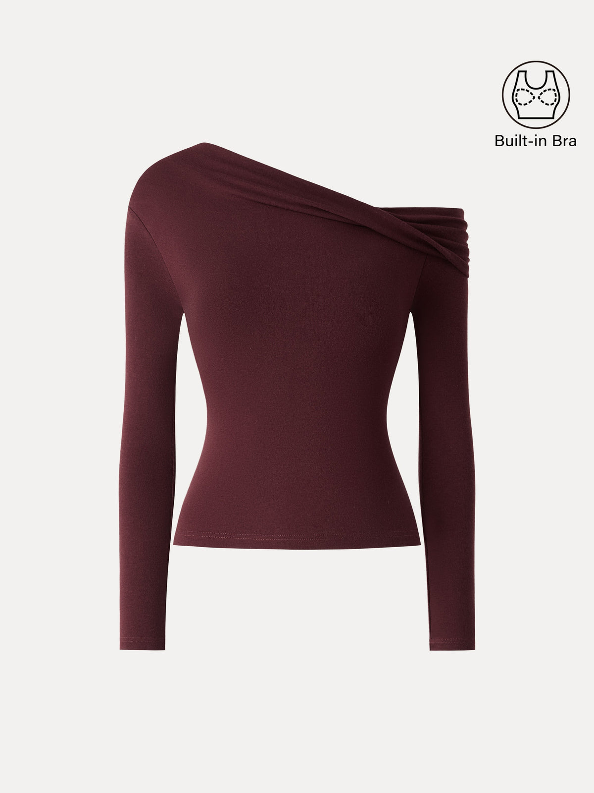 LiteWarm Convertible Neck Long Sleeve Built-In Bra Top — original photo 8