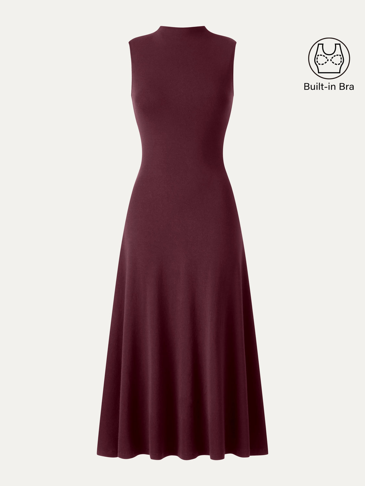 LiteWarm Mock Neck Sleeveless A-Line Midi Built-In Bra Dress — original photo 10