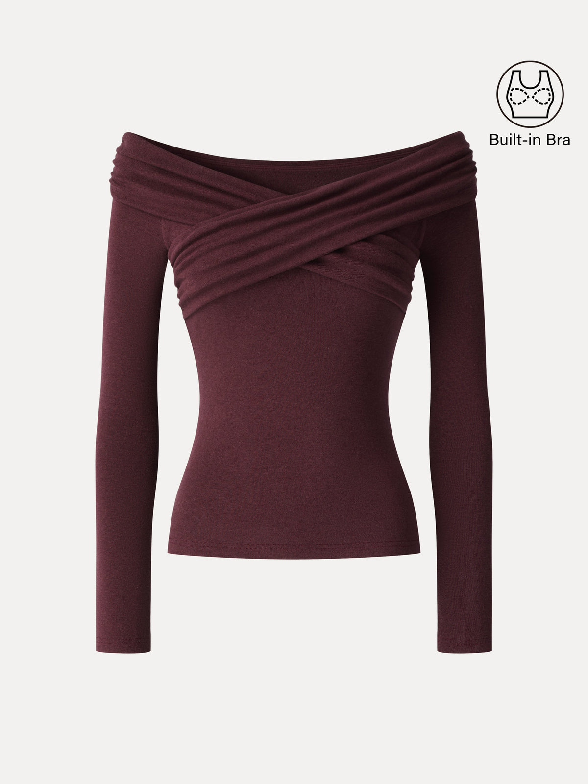 LiteWarm Surplice Long Sleeve Ruched Built-In Bra Top — original photo 13