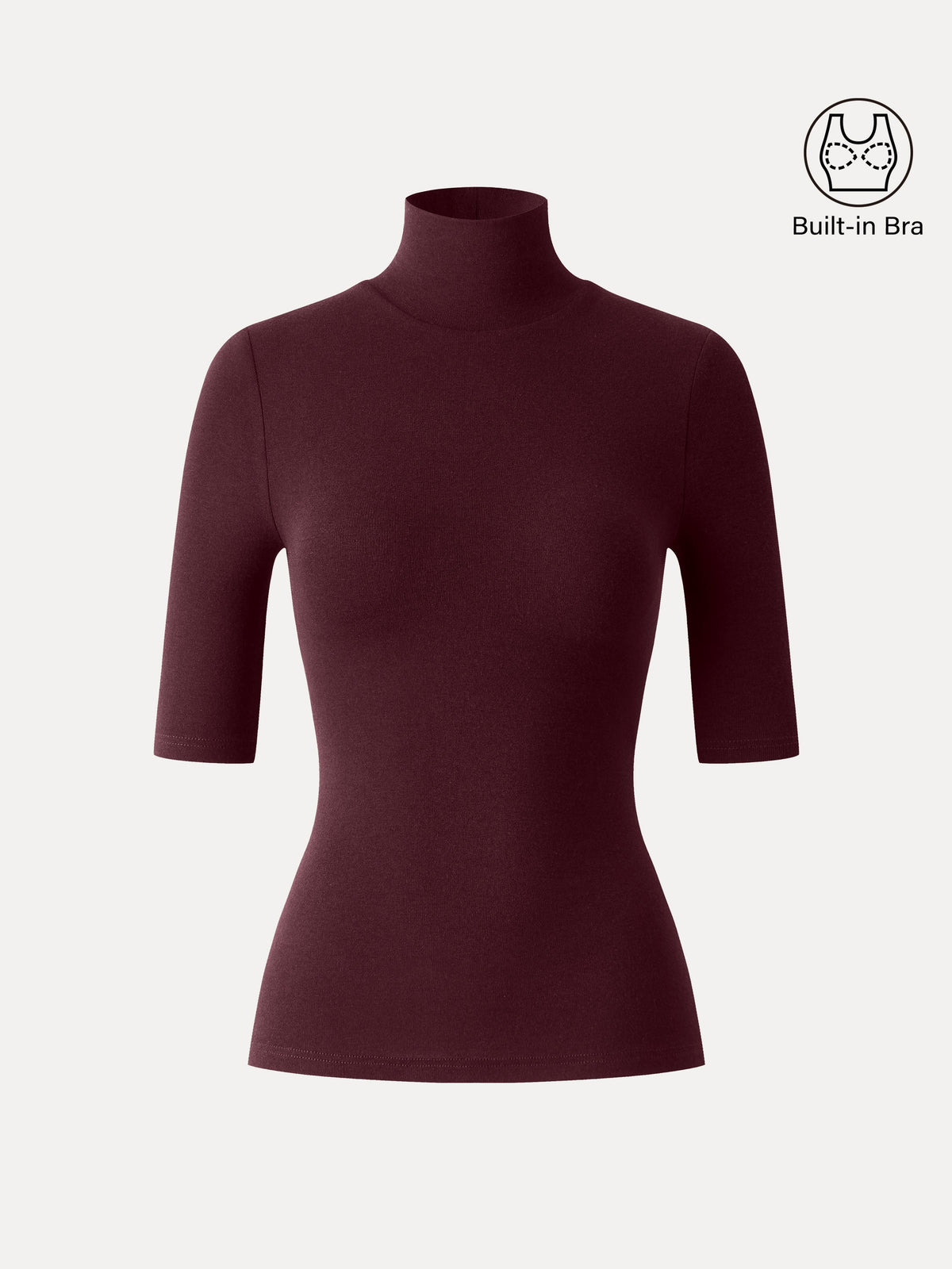LiteWarm Essential Turtleneck Elbow Length Sleeve Built-In Bra Top — original photo 14