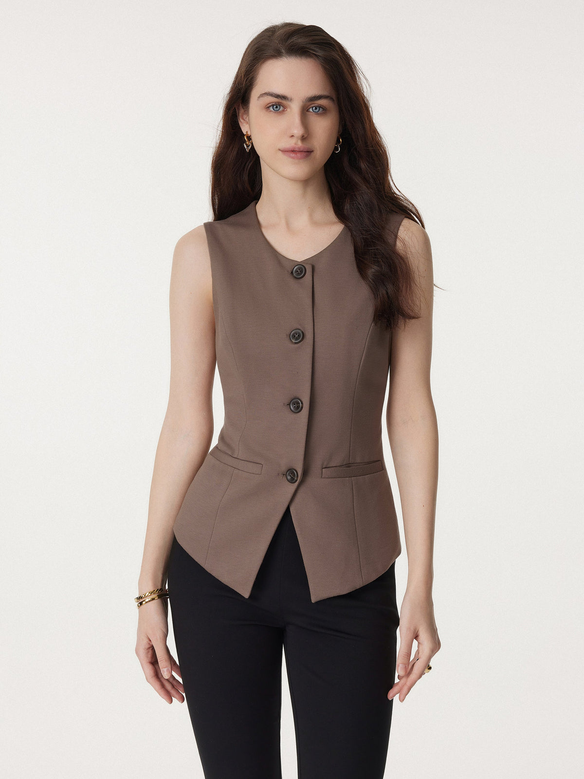 2Pcs Set Waistcoat with Pockets & Wide Leg Pant with Pockets — original photo 2