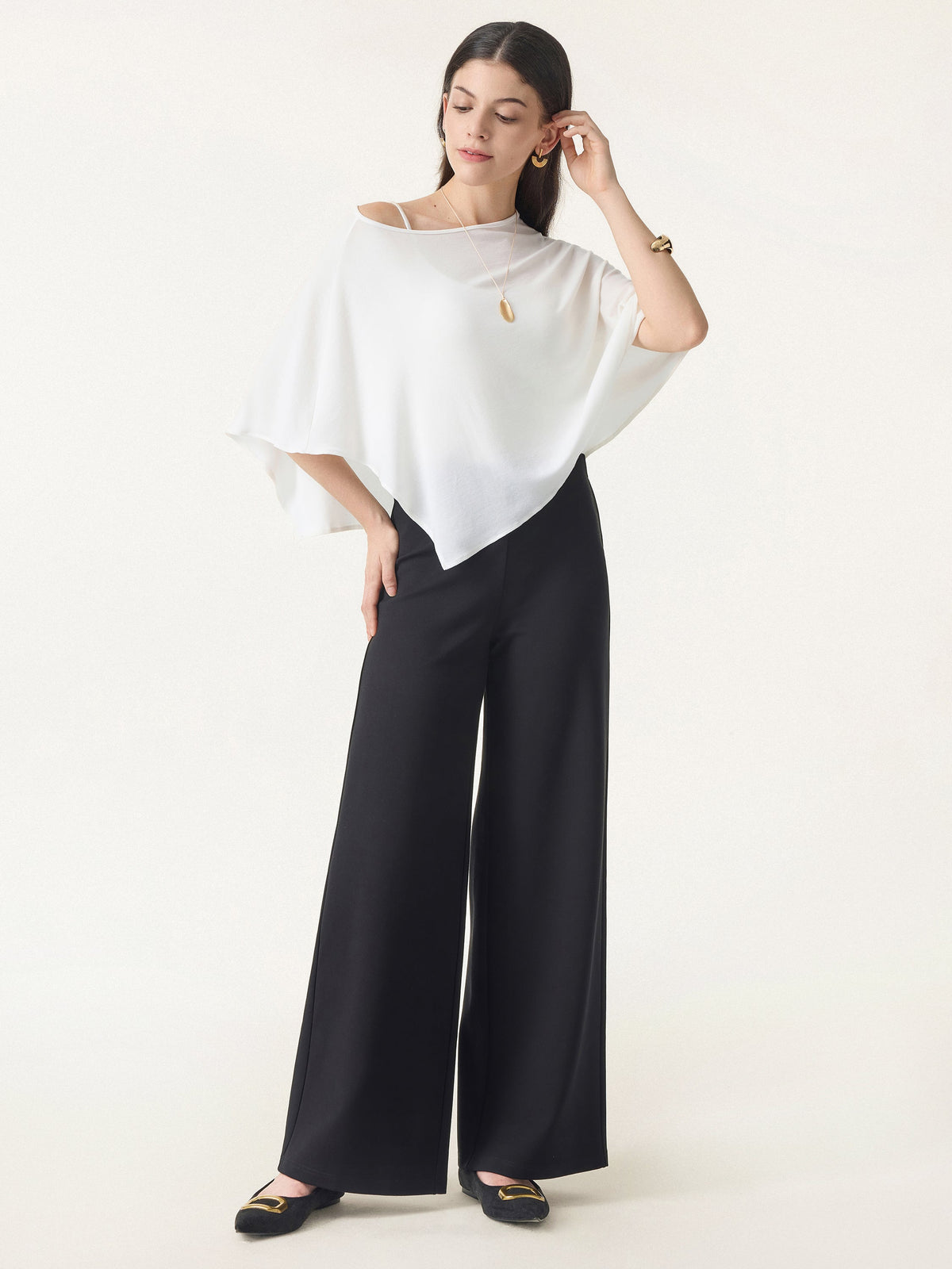 Ponte High-Rise Wide-Leg Pants with Pockets — original photo 2