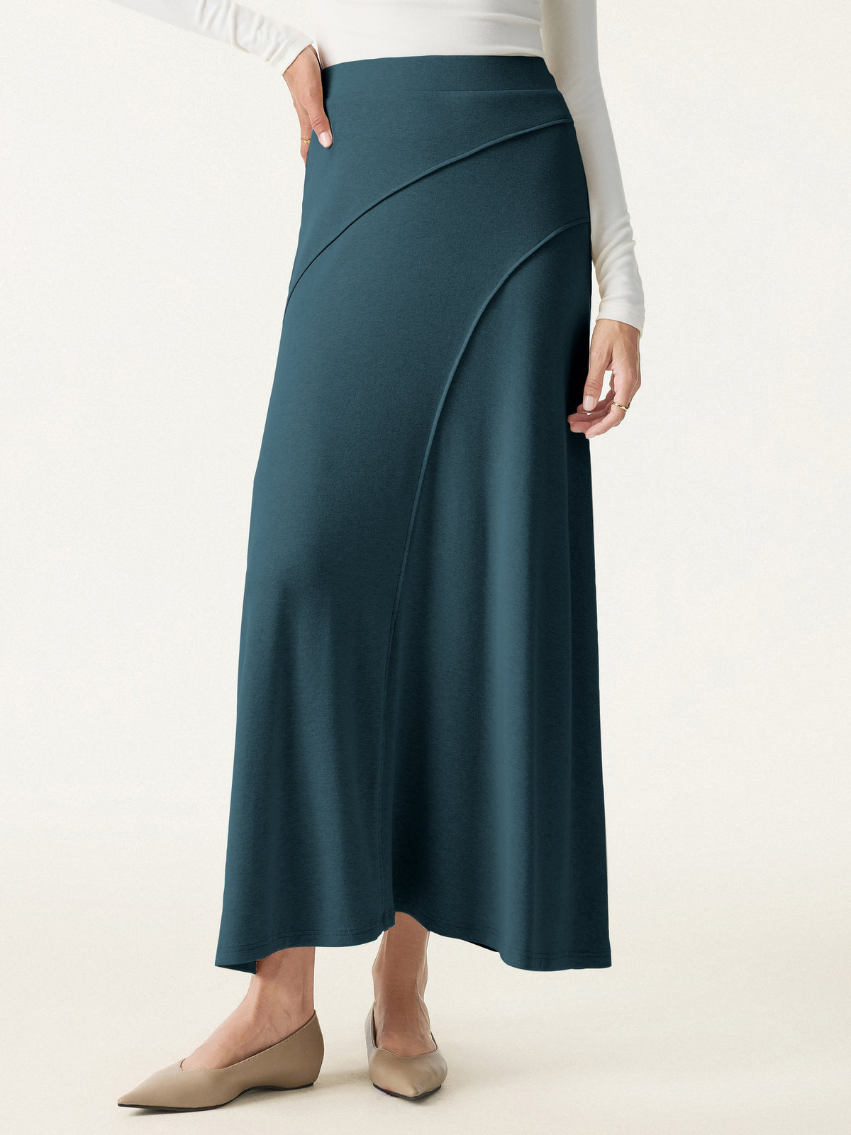 LiteWarm Drapey A-Line Midi Skirt — original photo 1