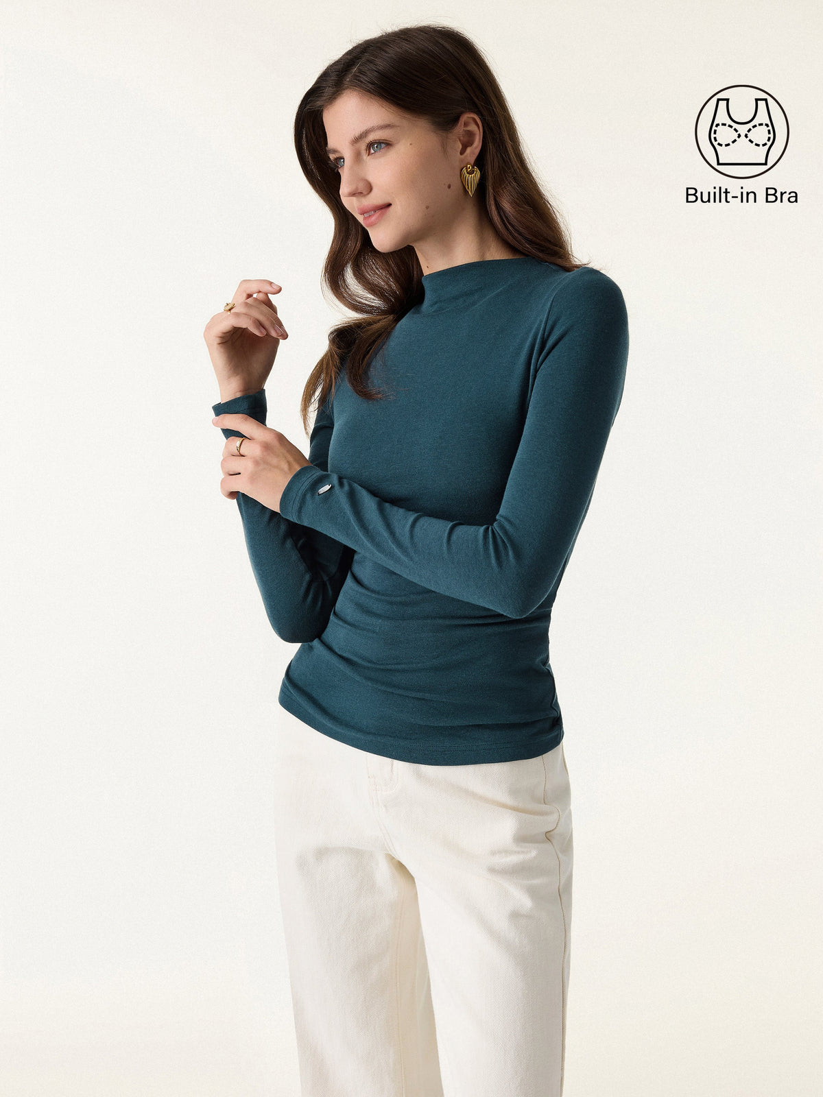 LiteWarm Mockneck Long Sleeve Built-In Bra Top — original photo 1