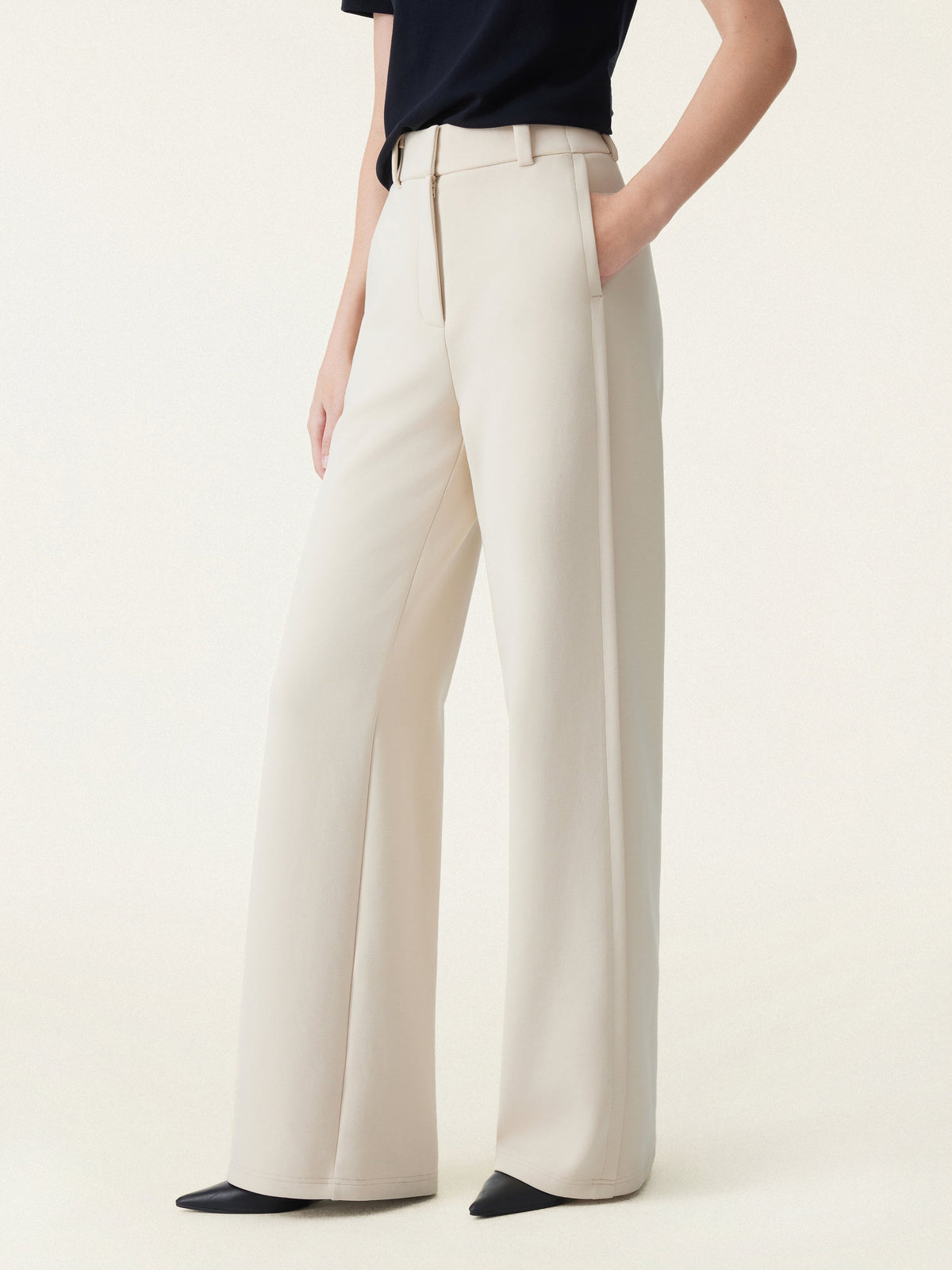 Stretchy Mid Rise Wide Leg Trouser — original photo 1