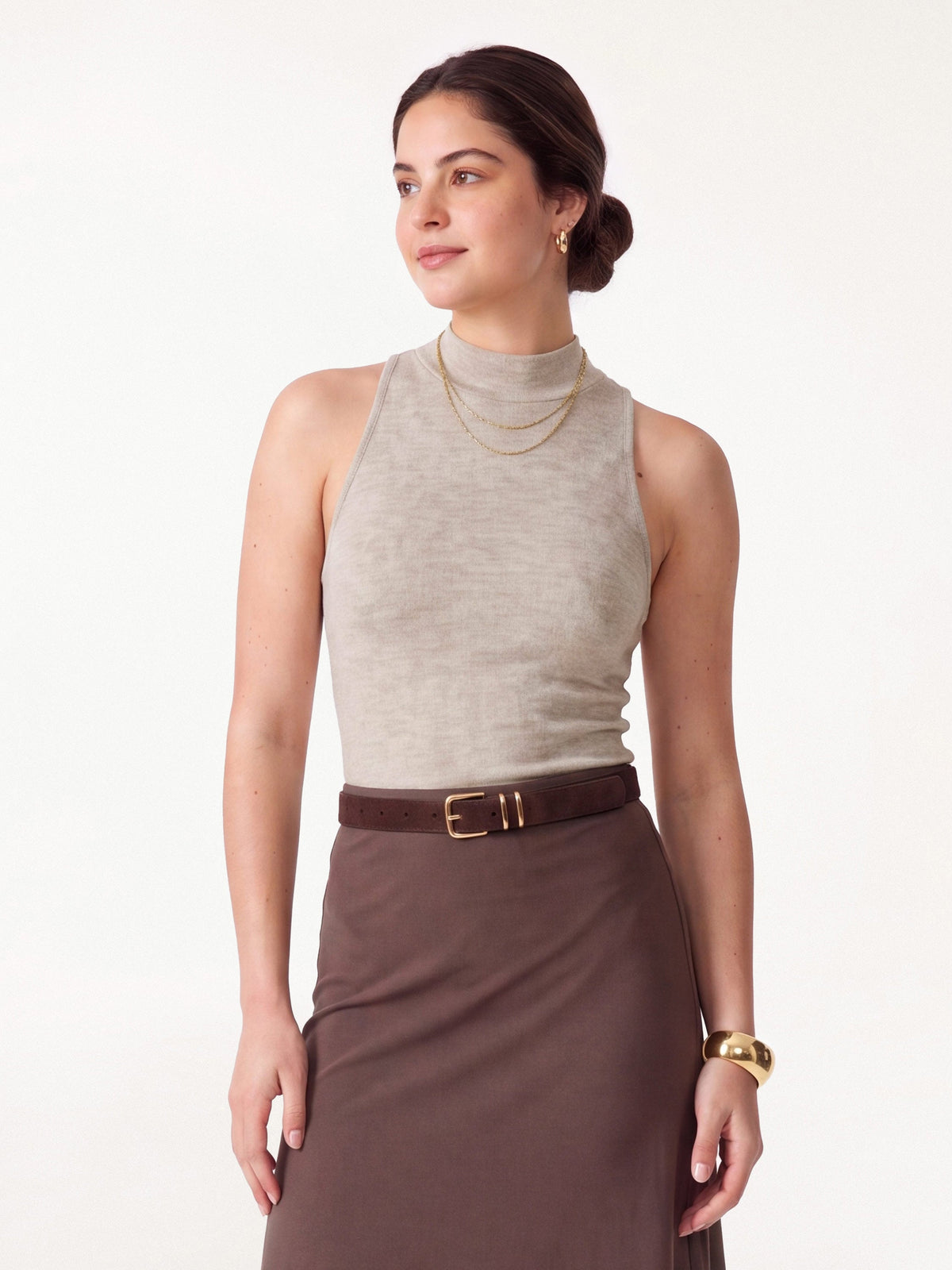 LiteWarm Lyocell-Wool Knit Mock Neck Built-In Bra Top — original photo 7