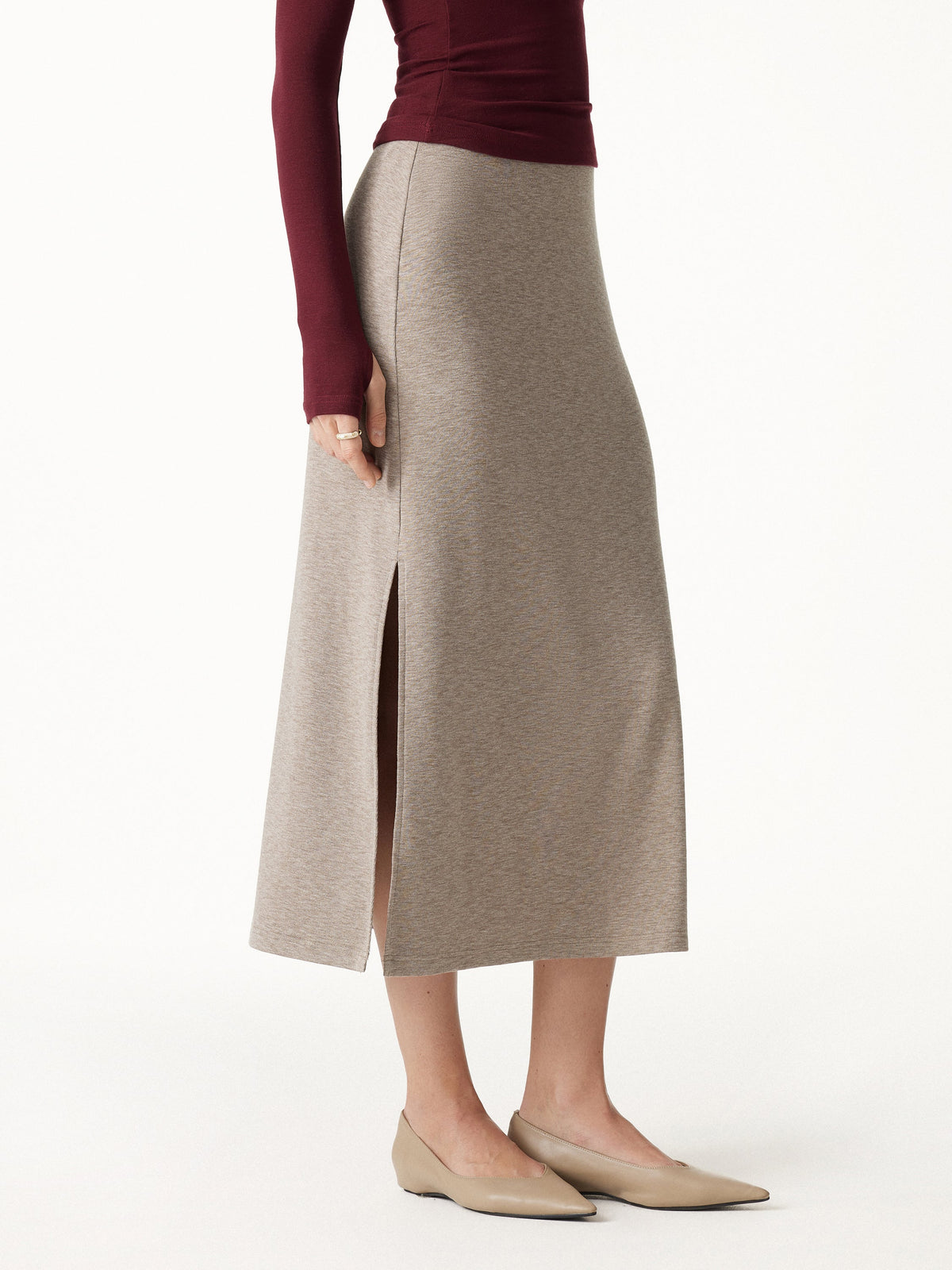 LiteWarm Side-Slit A-Line Midi Skirt — original photo 3
