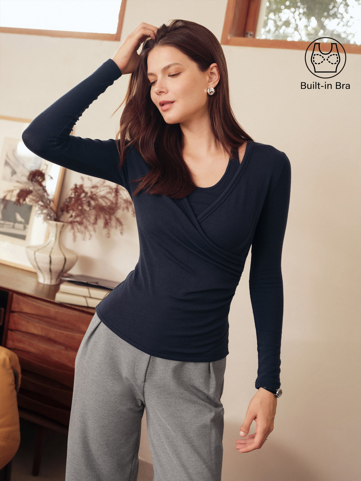 LiteWarm Two-Piece Set Cami with Surplice Ruched Built-In Bra Top — original photo 15