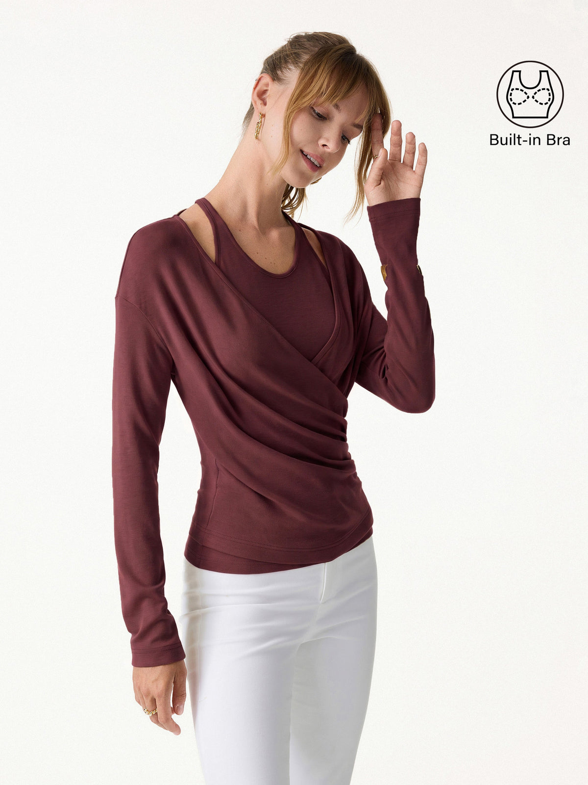 LiteWarm Two-Piece Set Cami with Surplice Ruched Built-In Bra Top — original photo 13