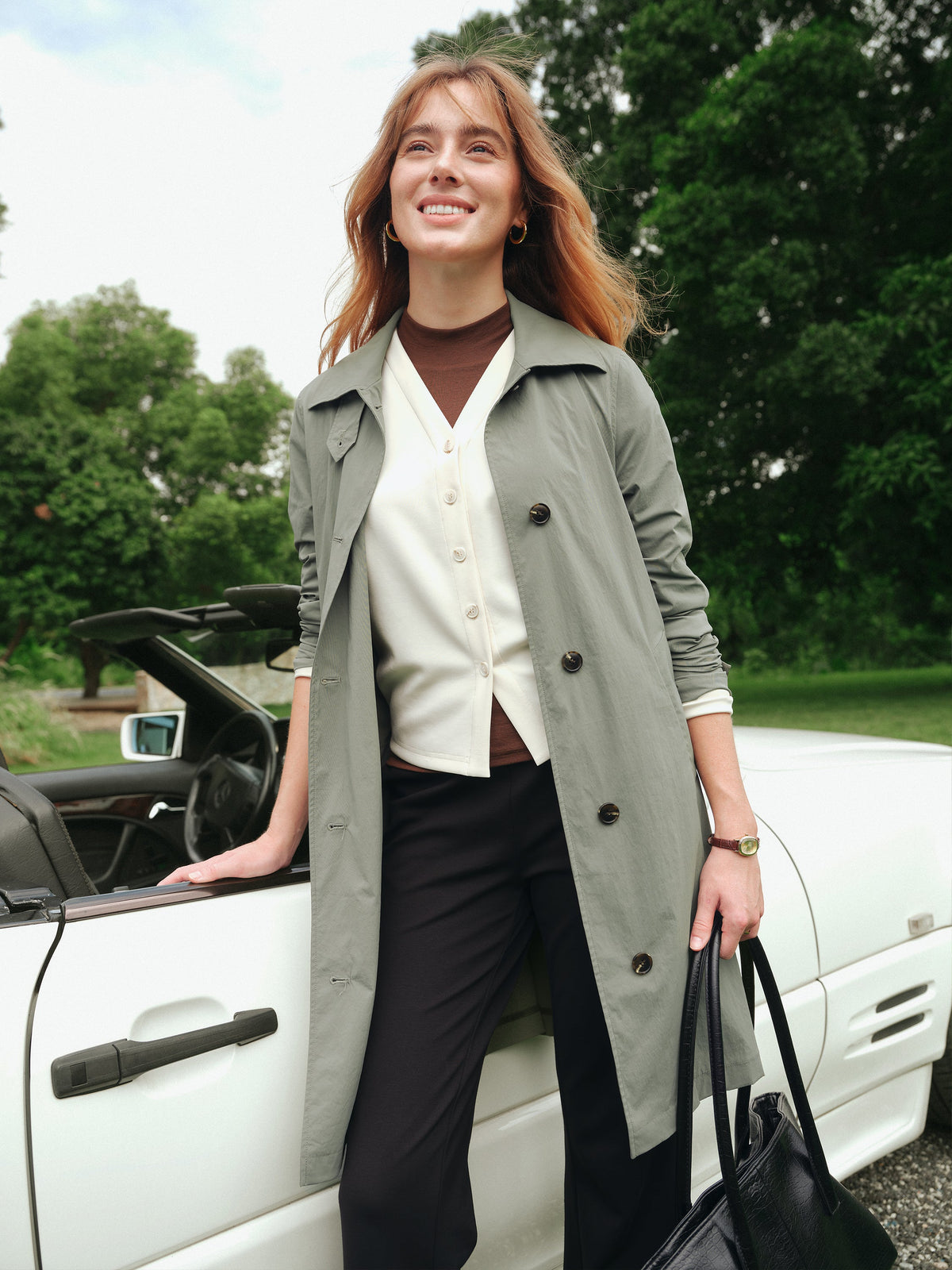Lightweight Water-Repellent Notched Collar Trench Coat with Pockets — original photo 7