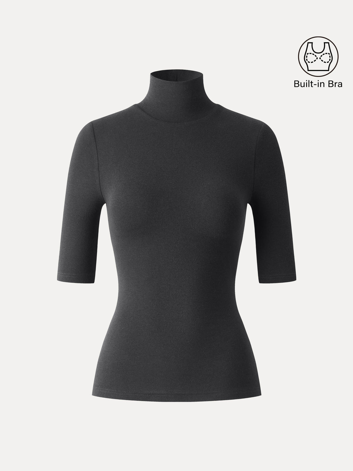 LiteWarm Essential Turtleneck Elbow Length Sleeve Built-In Bra Top — original photo 21
