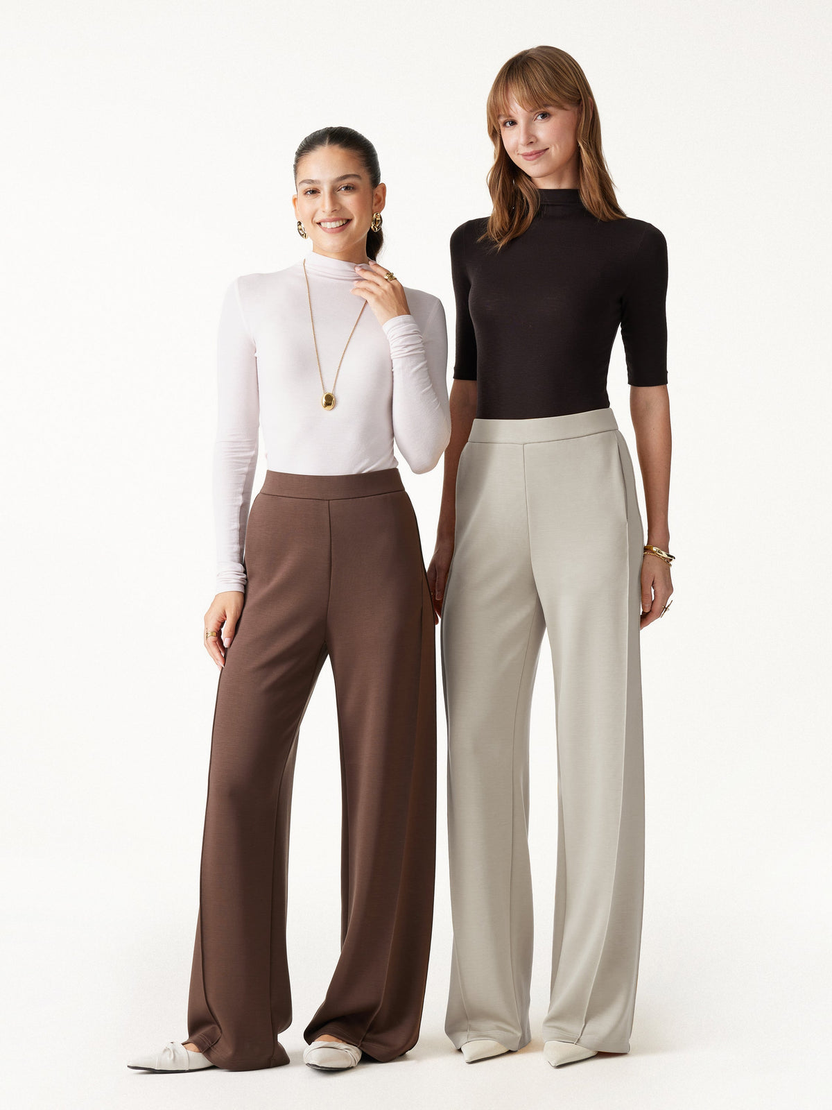 Modal Spacer Knit High-Rise Wide-Leg Pants with Pockets — original photo 2