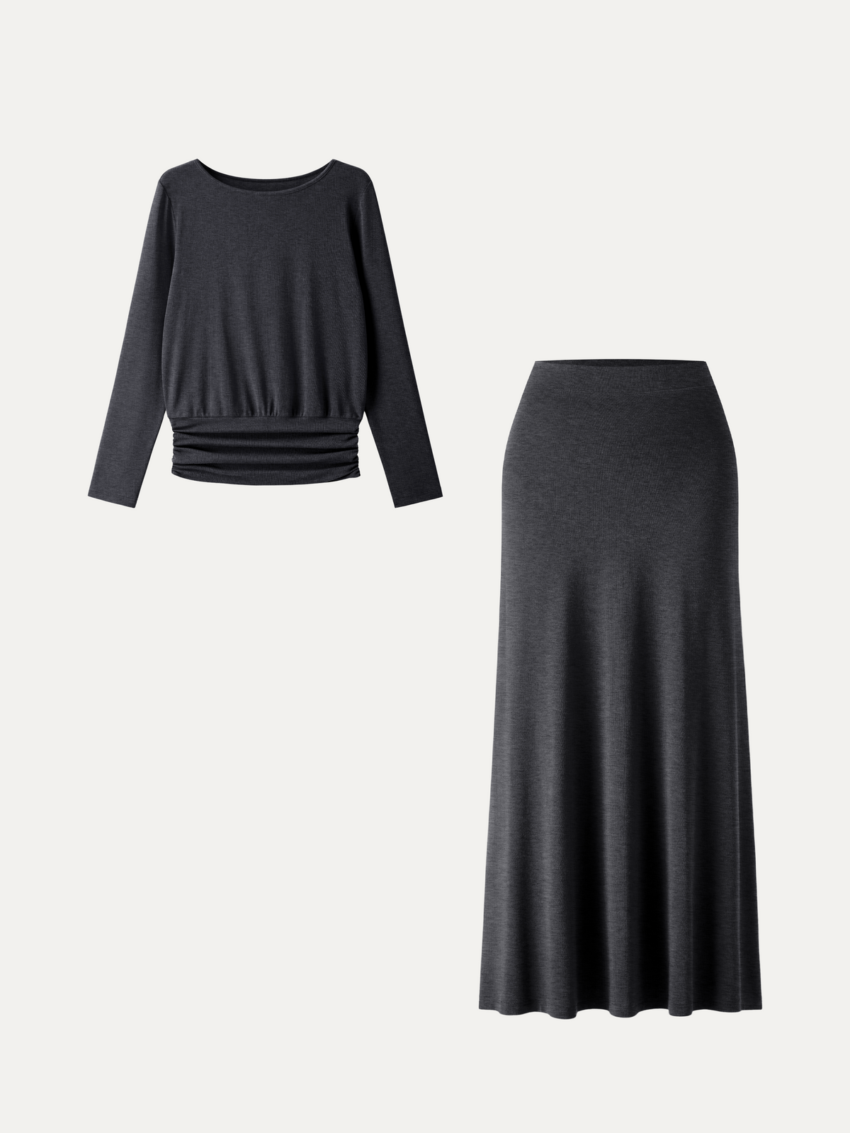 2Pcs Set LiteWarm Boatneck Top & High-Rise A-Line Maxi Skirt — original photo 10