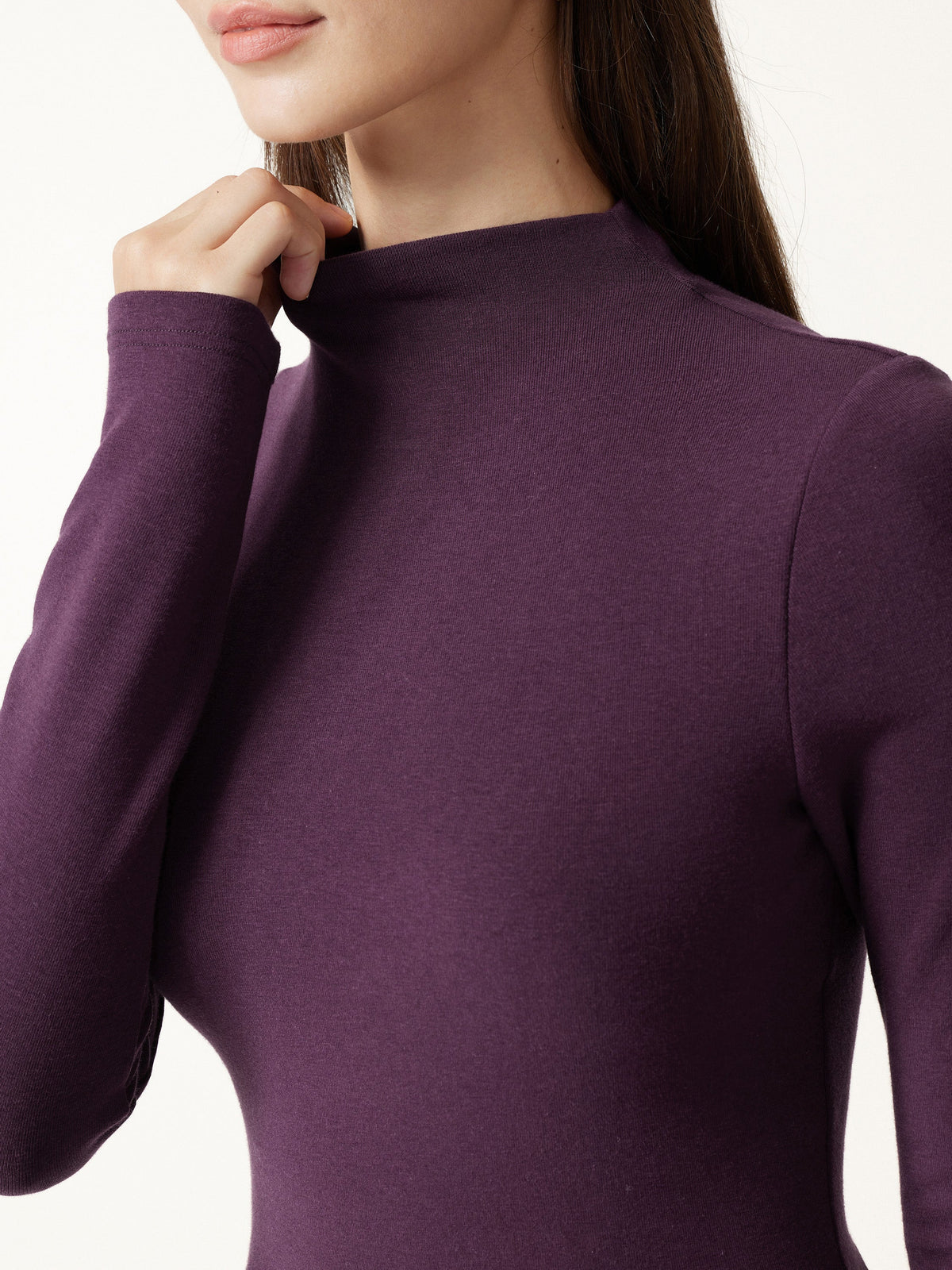 2Pcs Set ProWarm Mock Neck Long Sleeve Bra Top & Mid-Rise Ruched Flared Midi Skirt — original photo 8