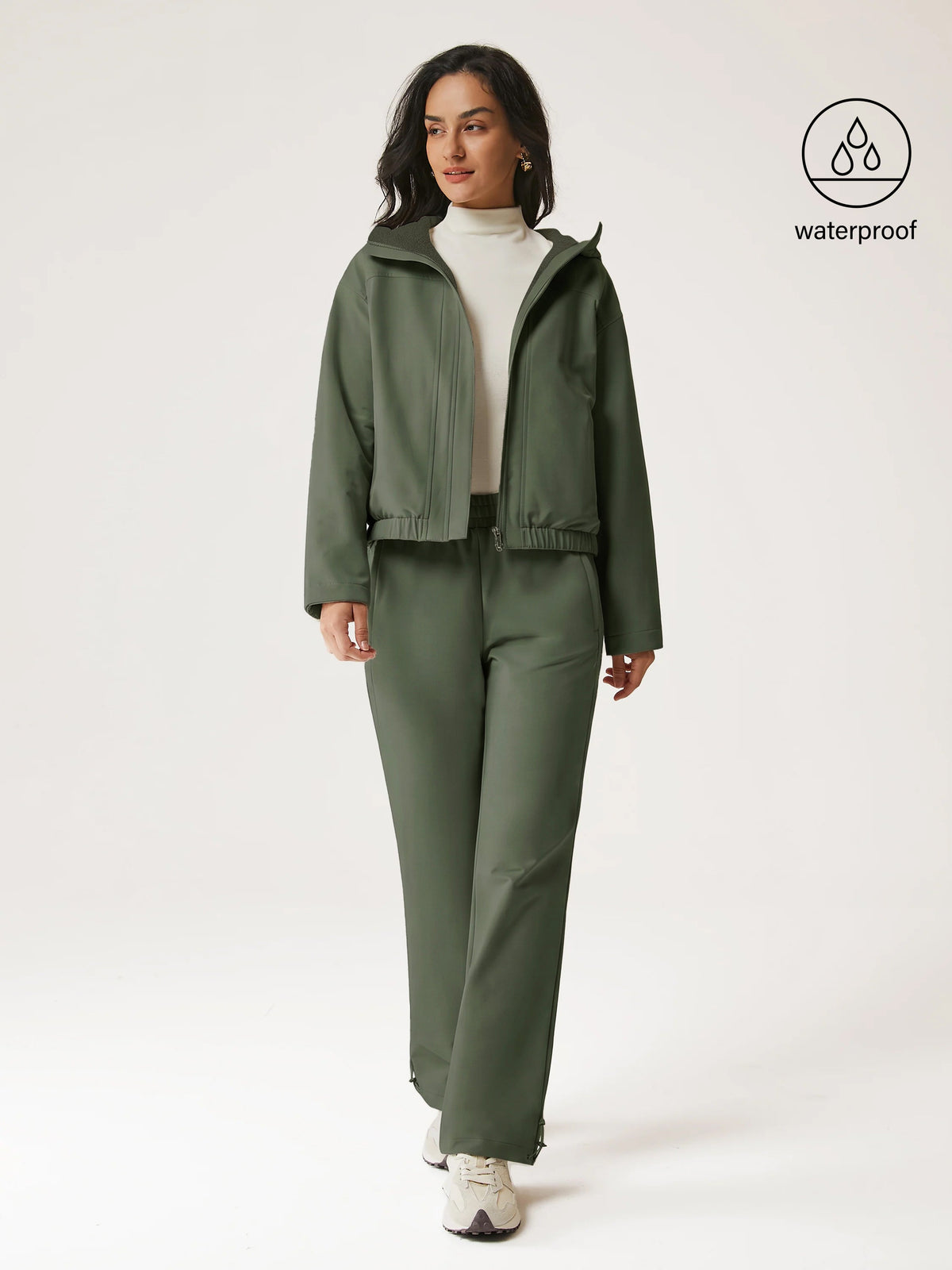 2Pcs Set Fleece Reversable Hooded Jacket & Fleece-Lined Elastic Waist Pants — original photo 3