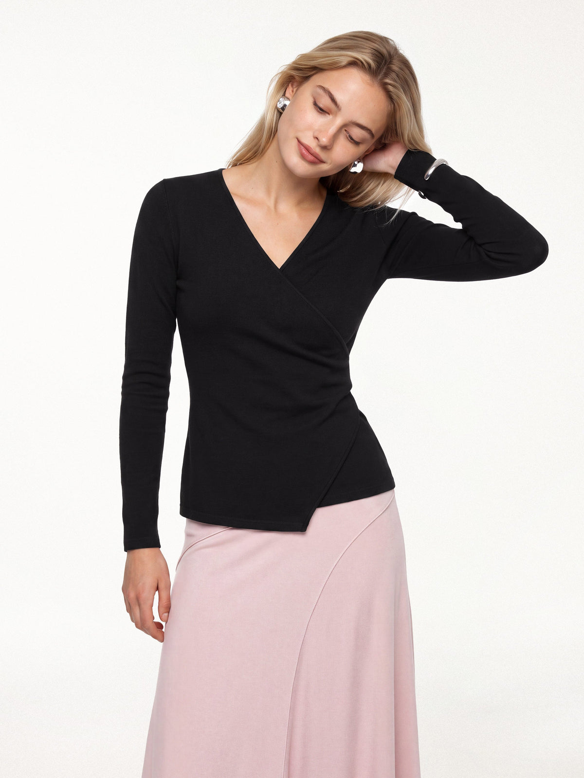 LiteWarm Surplice Long Sleeve Asymmetrical Hem Top — original photo 9