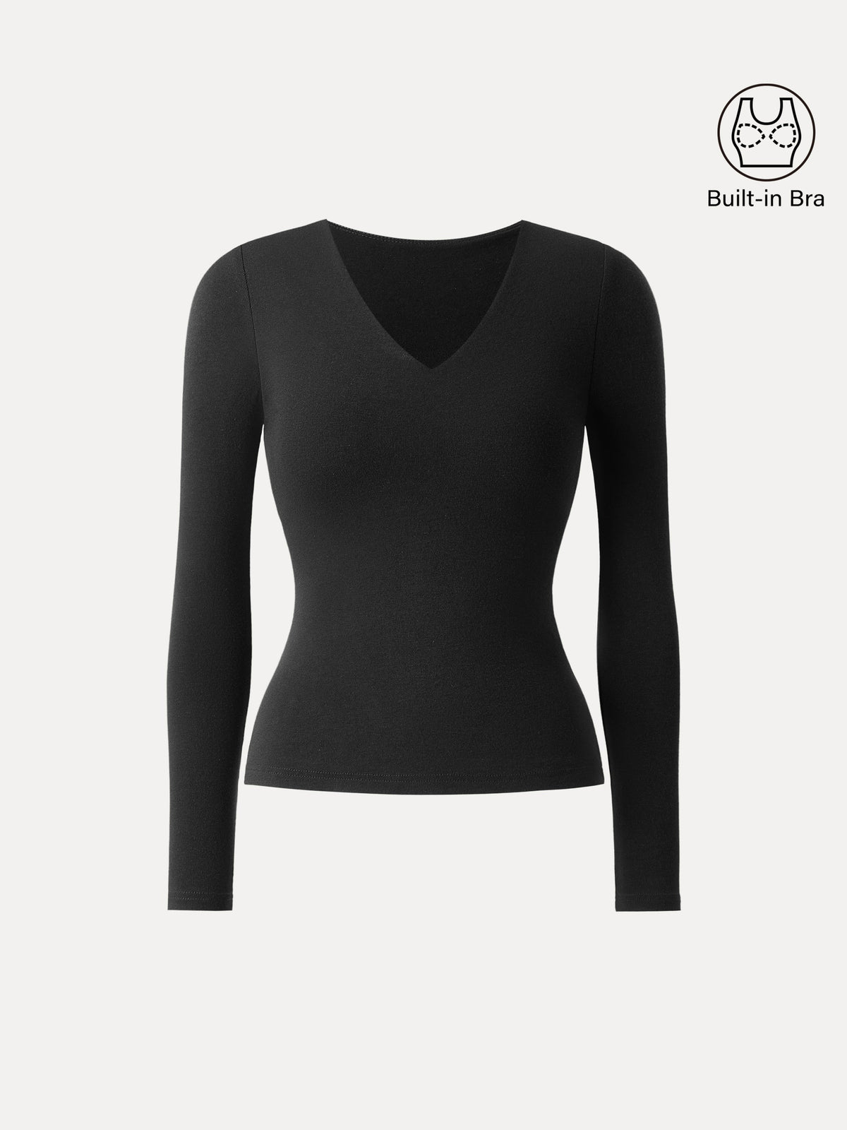 LiteWarm V-Neck Long Sleeve Built-In Bra Top — original photo 14