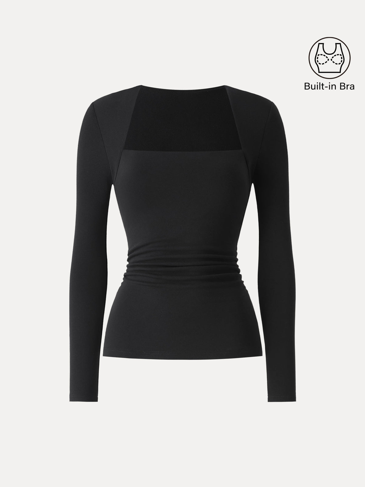 ProWarm Trapeze Neck Long Sleeve Ruched Built-In Bra Top — original photo 12