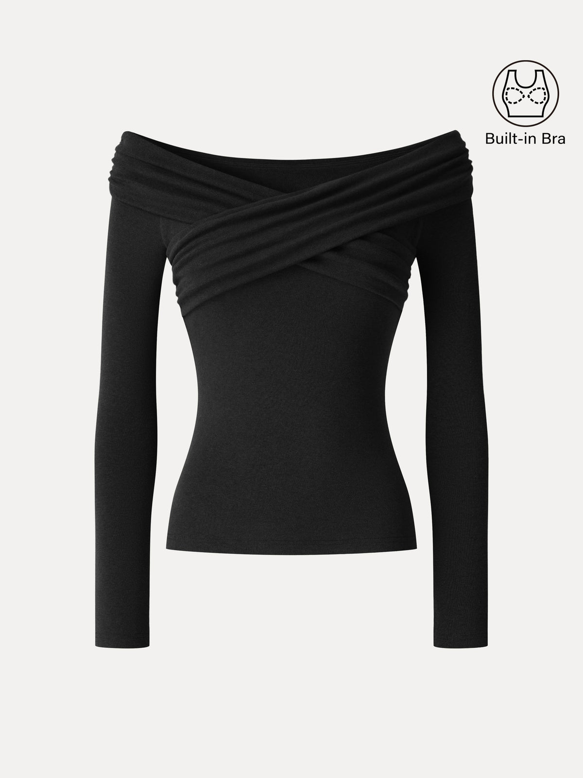 LiteWarm Surplice Long Sleeve Ruched Built-In Bra Top — original photo 14