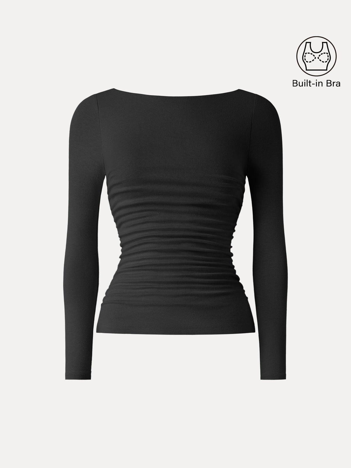 LiteWarm Boatneck Ruched Built-In Bra Top — original photo 9