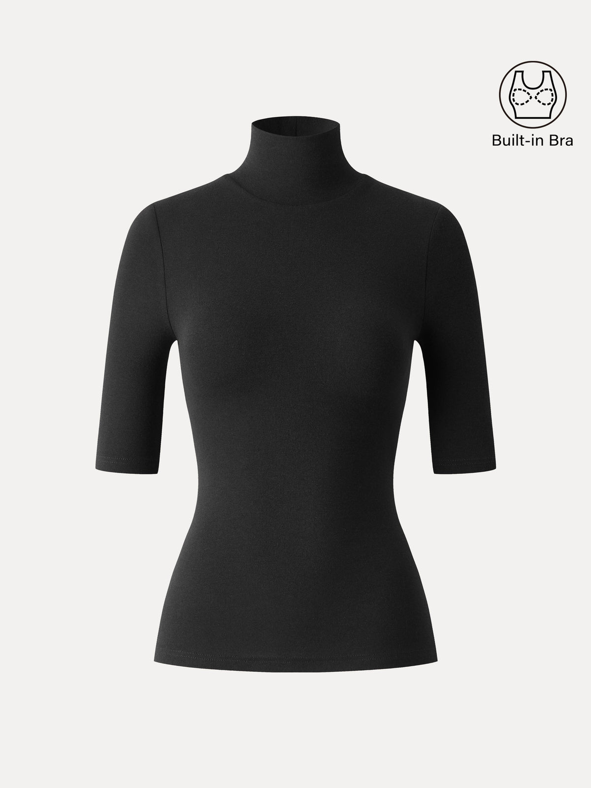 LiteWarm Essential Turtleneck Elbow Length Sleeve Built-In Bra Top — original photo 10