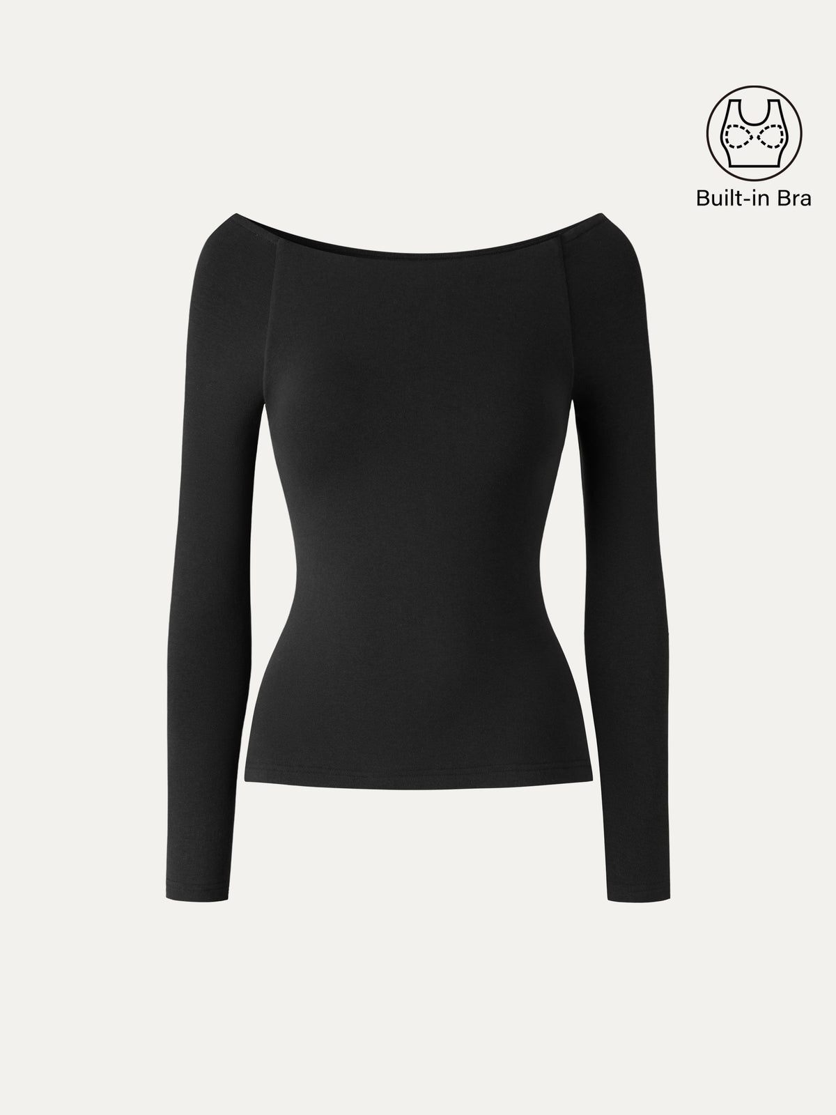 LiteWarm Slash Neck Raglan Sleeve Built-In Bra Top — original photo 13