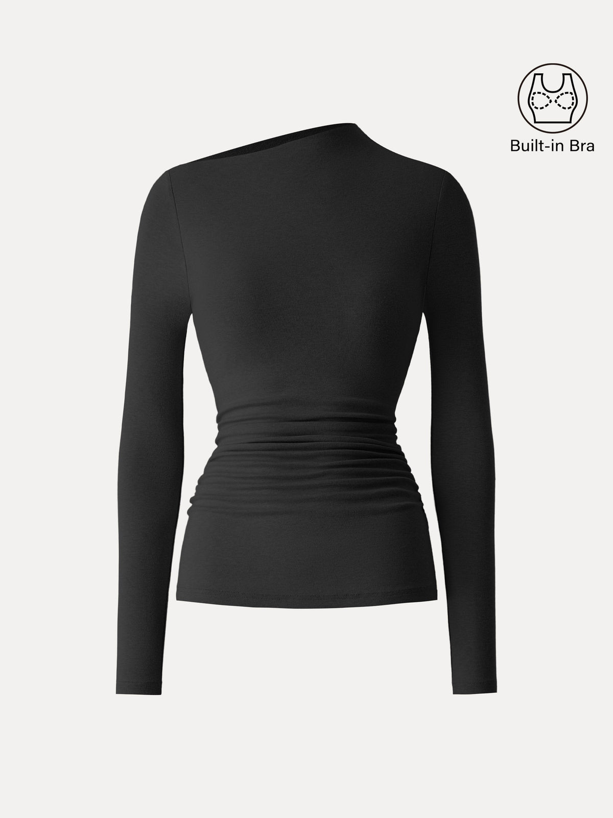 LiteWarm Slanted Mockneck Ruched Built-In Bra Top — original photo 13