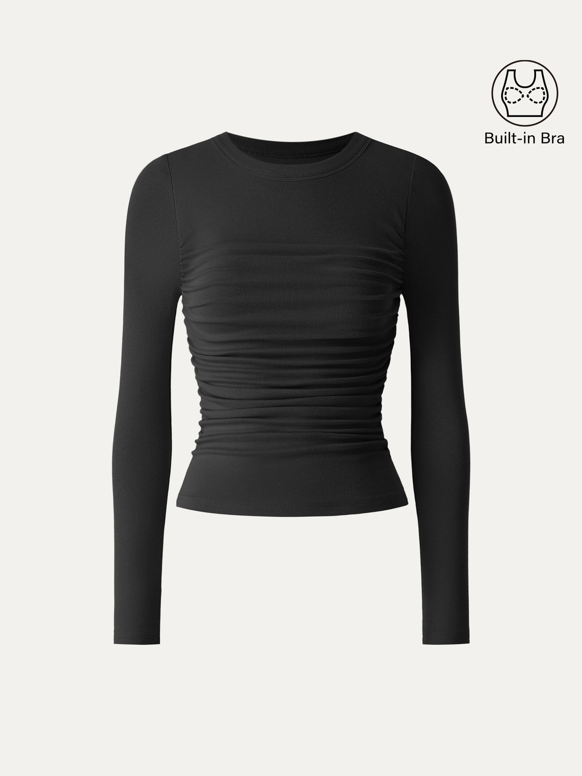 ProWarm Roundneck Long Sleeve Ruched Built-In Bra Top — original photo 13
