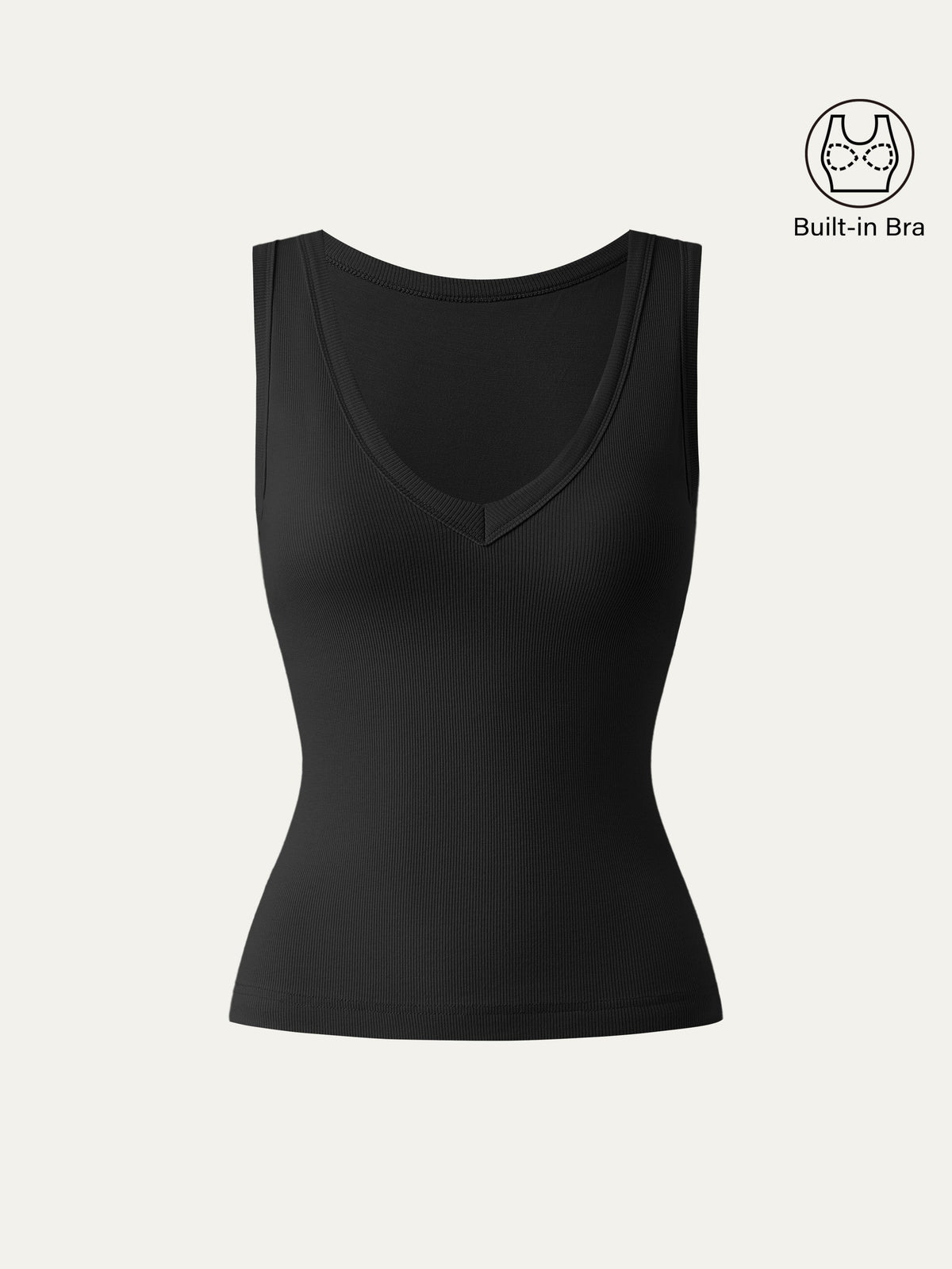 Stretchy V-neck Cotton Built-In Bra Tank — original photo 11