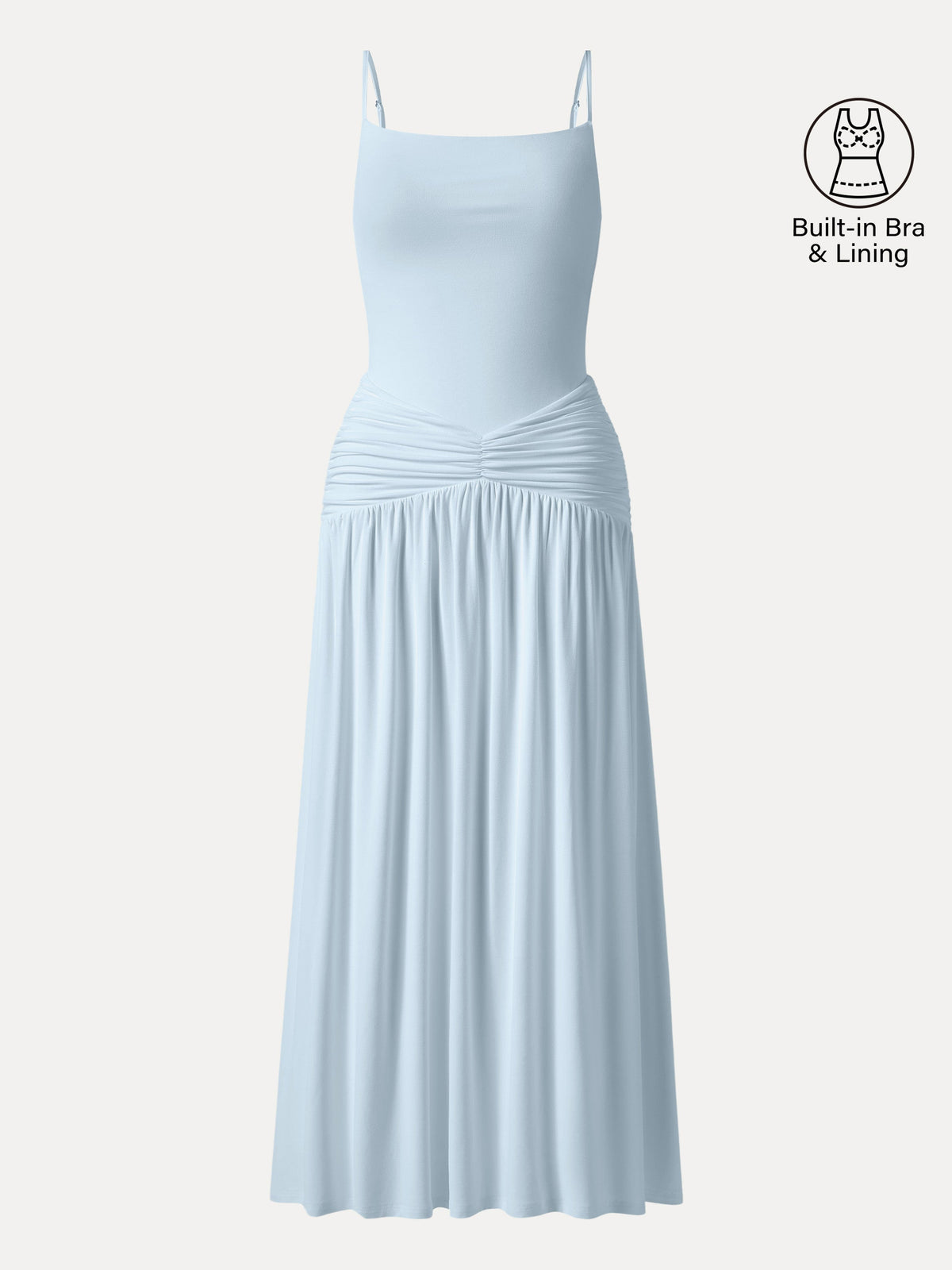 Not-See-Thru Spaghetti Gathered Maxi Built-In Bra Dress — original photo 13