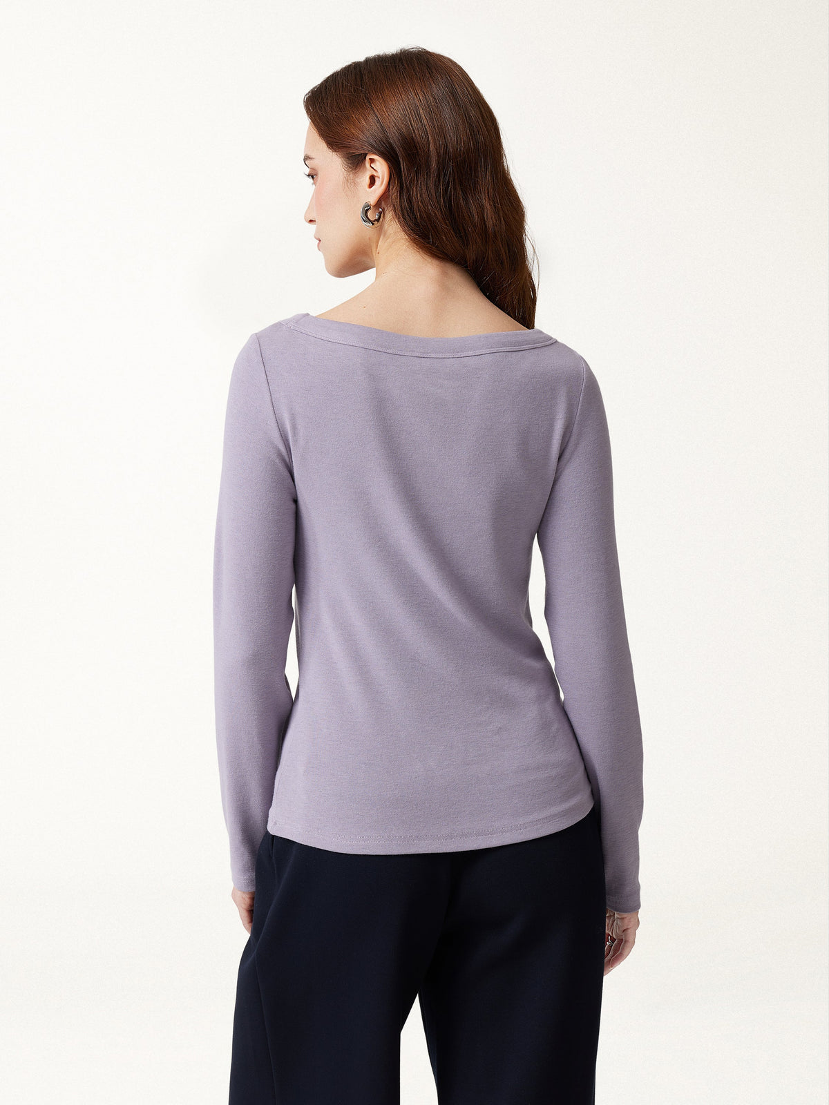 LiteWarm Boatneck Long Sleeve Built-In Bra Top — original photo 4