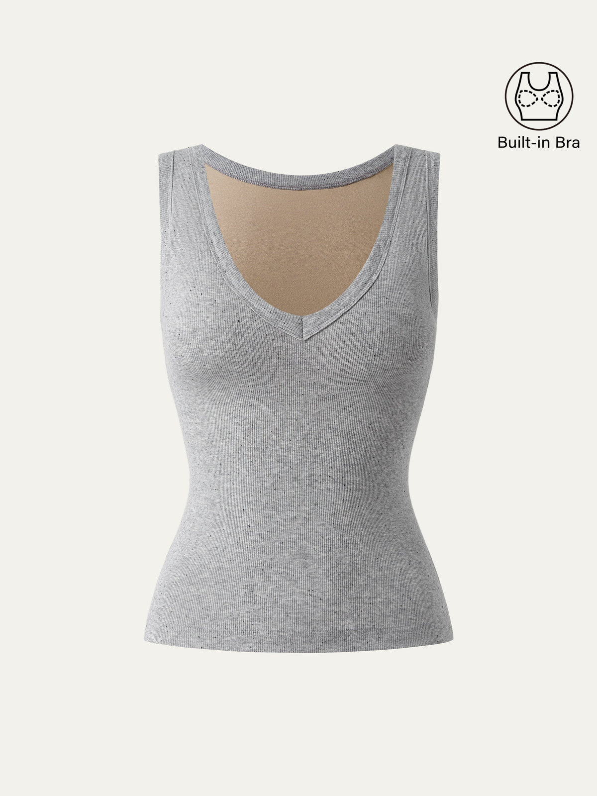 Stretchy V-neck Cotton Built-In Bra Tank — original photo 7