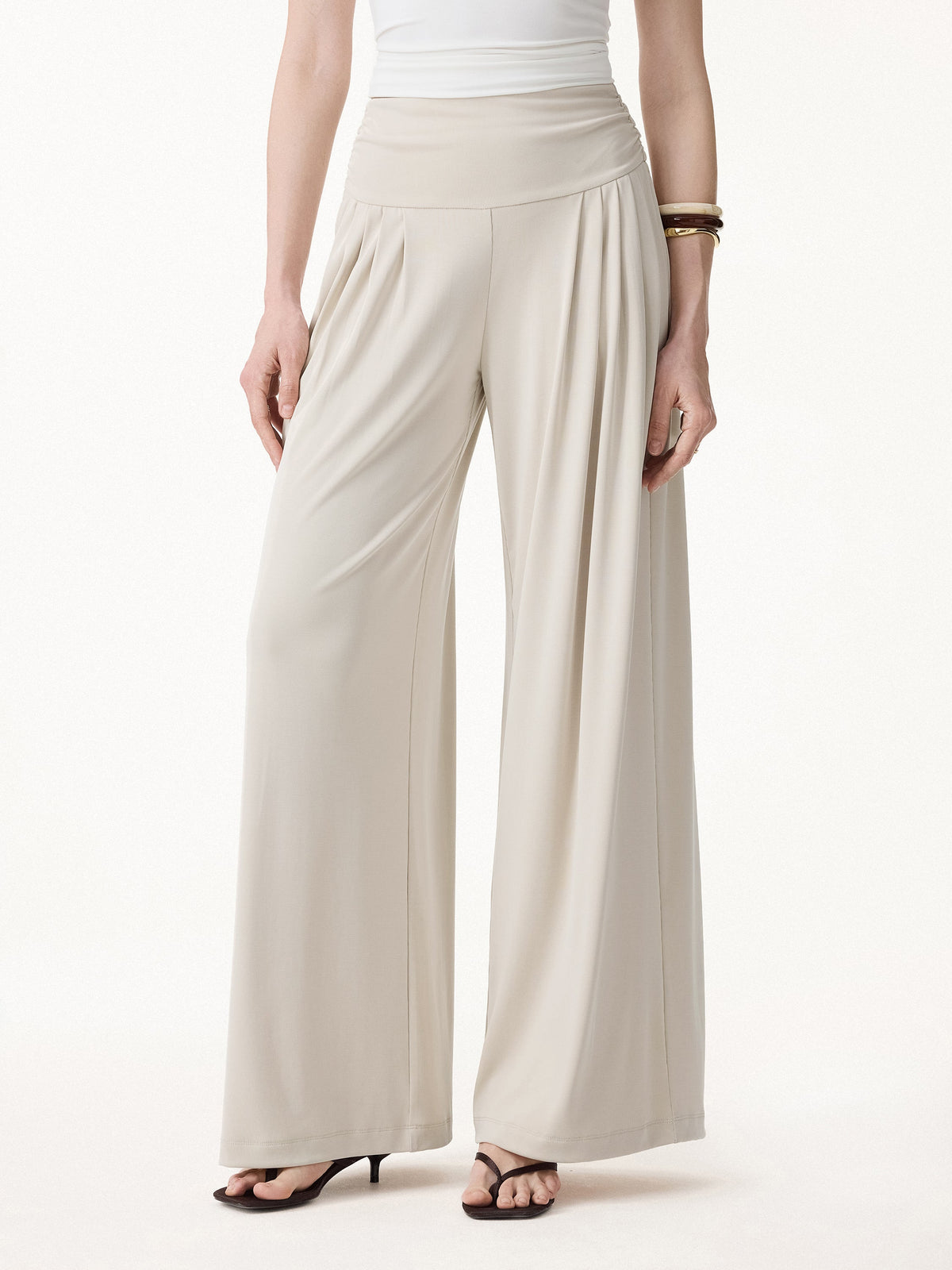 Sandwashed Super Flowy Tucked Palazzo Pant with Pockets — original photo 1
