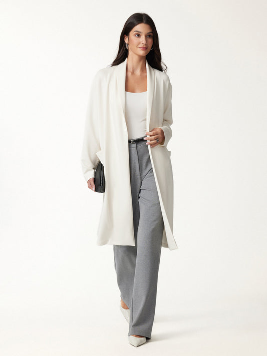 Modal Spacer Knit Shawl Collar Pocketed Long Cardigan — original photo 1