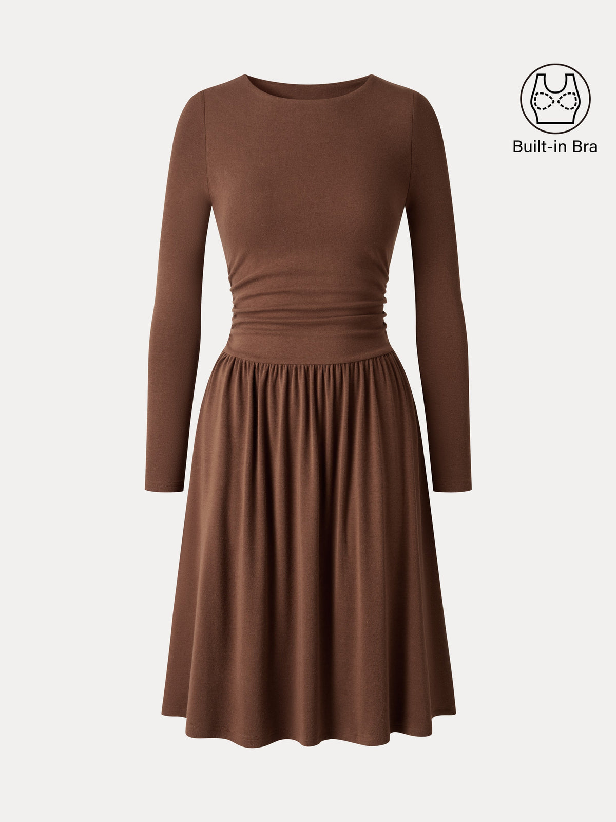 LiteWarm Boatneck Ruched Mini Built-In Bra Dress with Pockets — original photo 6