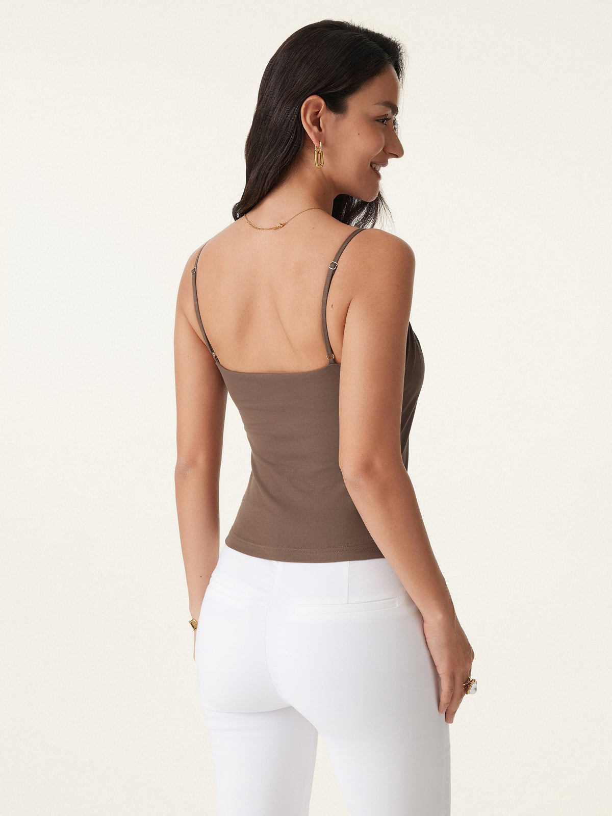 Scoop Neck Gathered Spaghetti Built-In Bra Tank — original photo 5