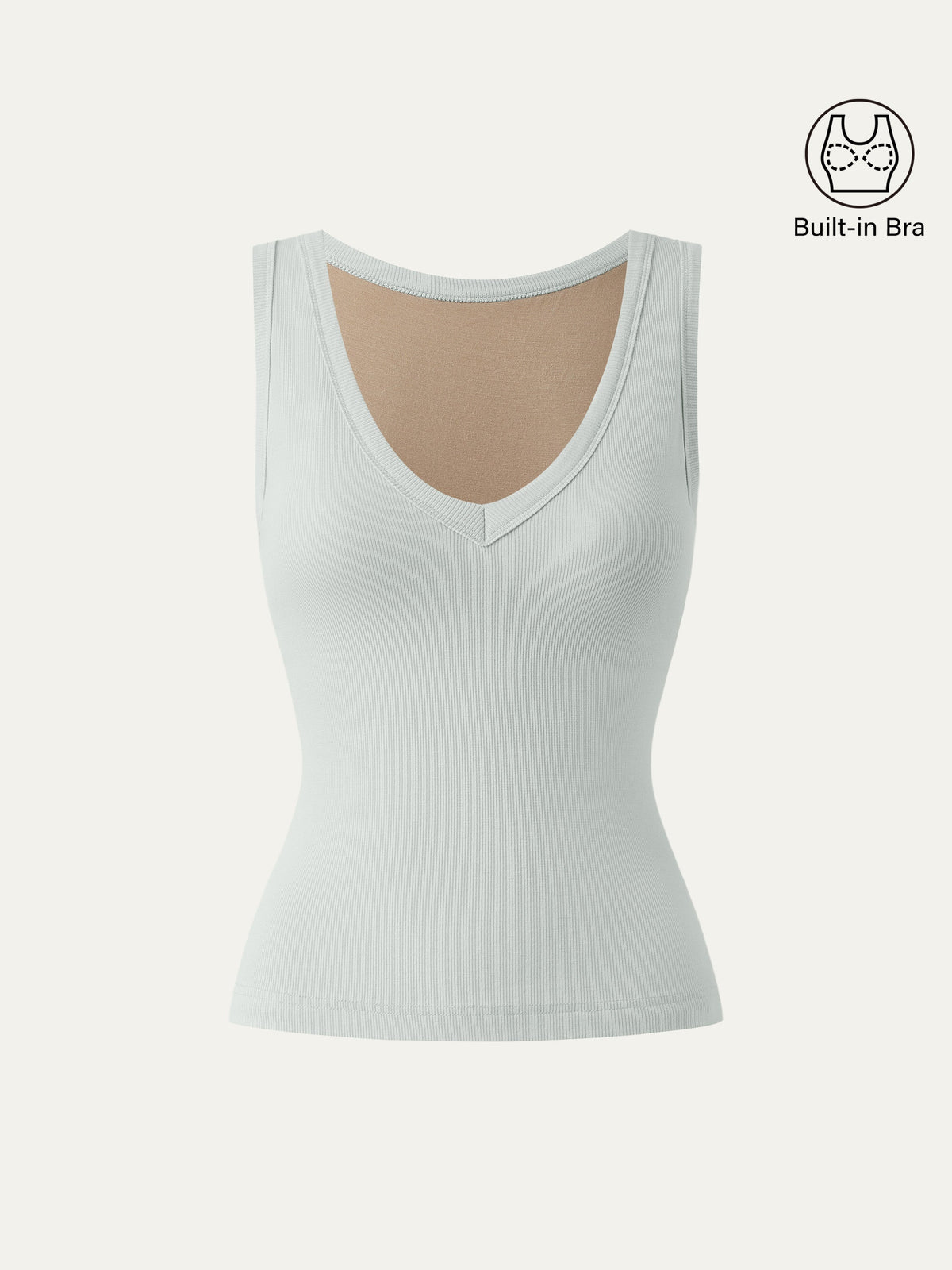 Stretchy V-neck Cotton Built-In Bra Tank — original photo 13