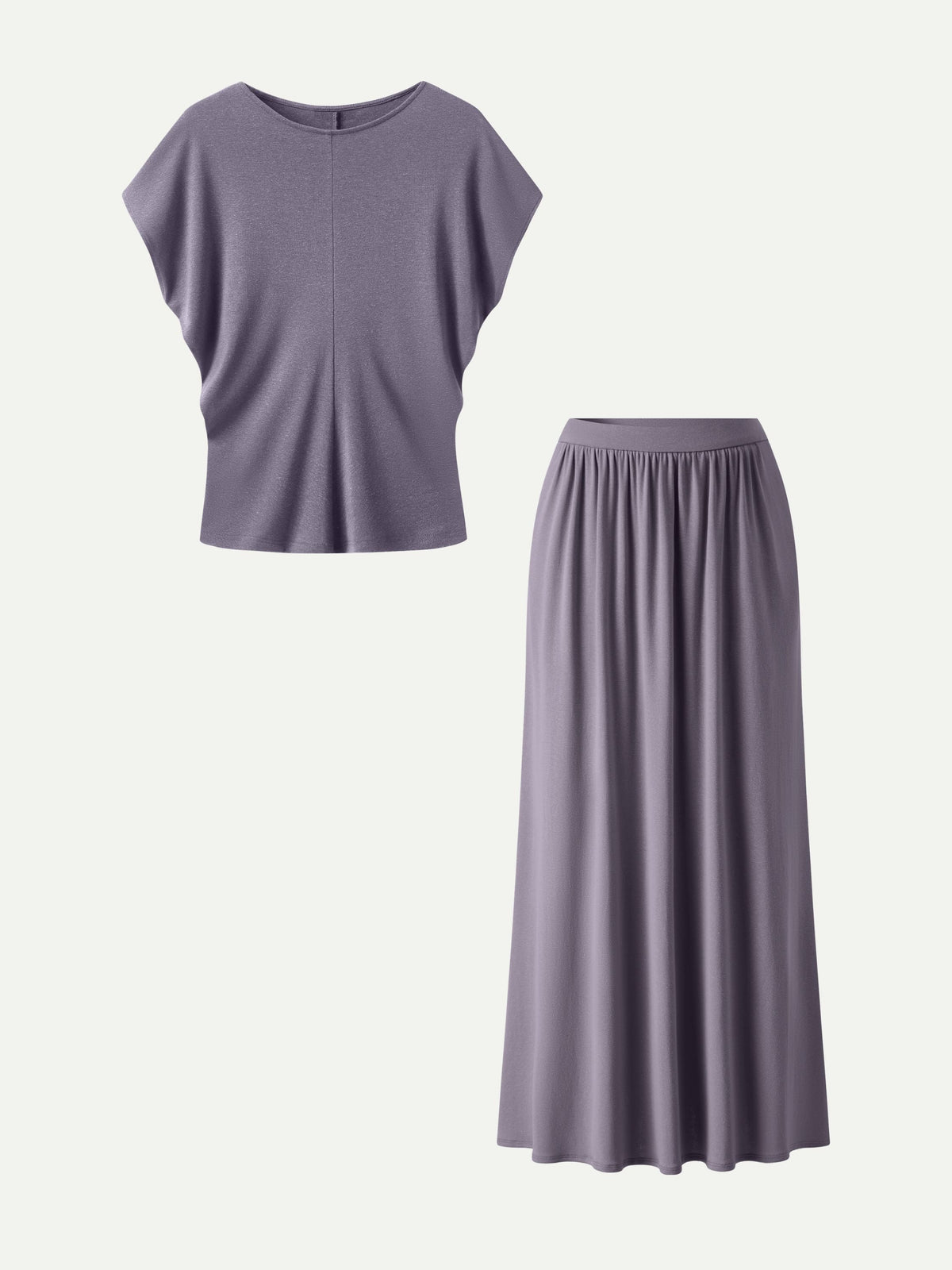 2Pcs Set Round Neck Top & A-Line Maxi Skirt with Pockets — original photo 11