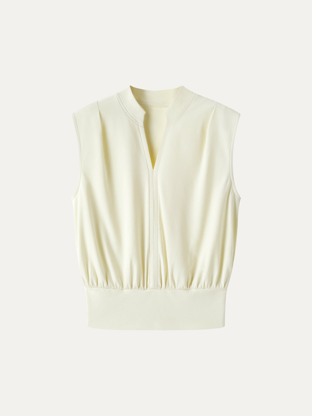 Cotton-Viscose V-neck Stand Collar Sleeveless Top — original photo 5
