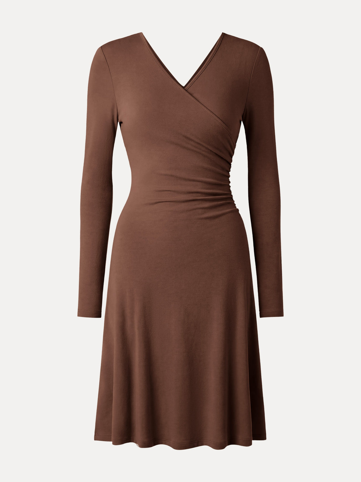 LiteWarm Surplice Long Sleeve Gathered Mini Dress — original photo 7