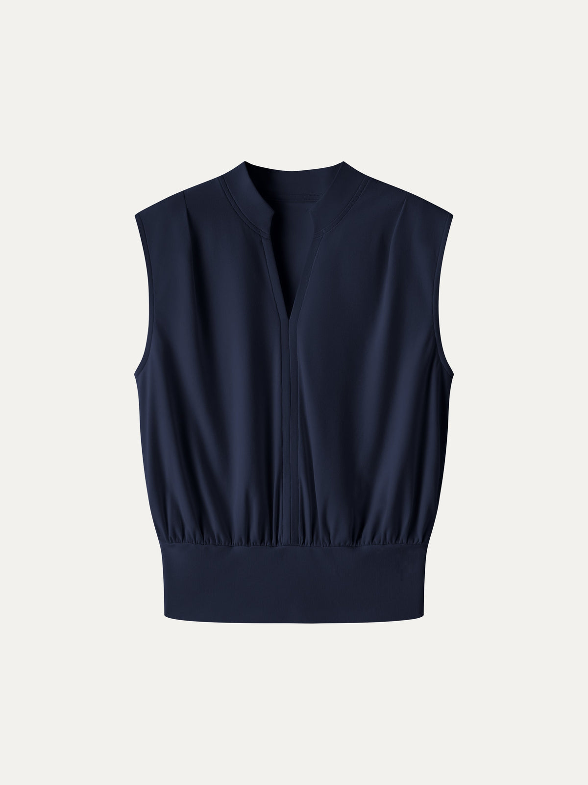 Cotton-Viscose V-neck Stand Collar Sleeveless Top — original photo 8