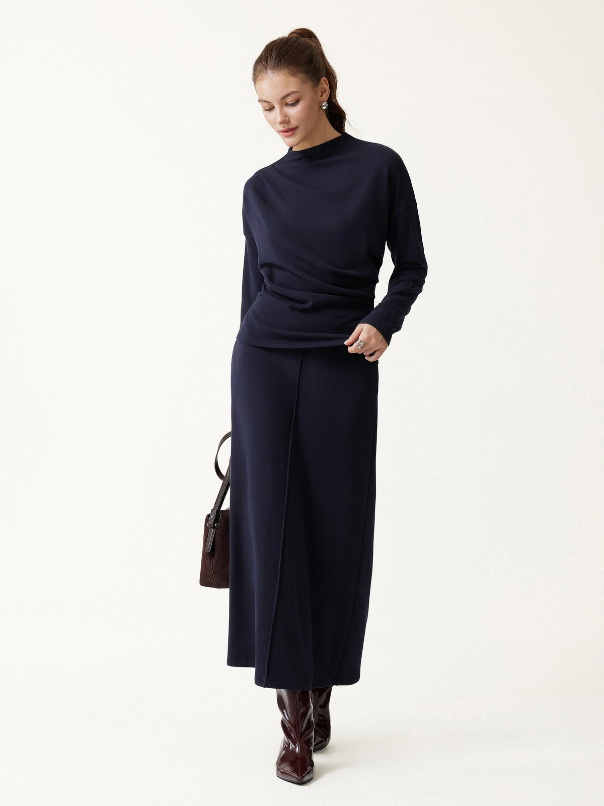 ProWarm Mid-Rise Pintuck A-Line Midi Skirt — original photo 2