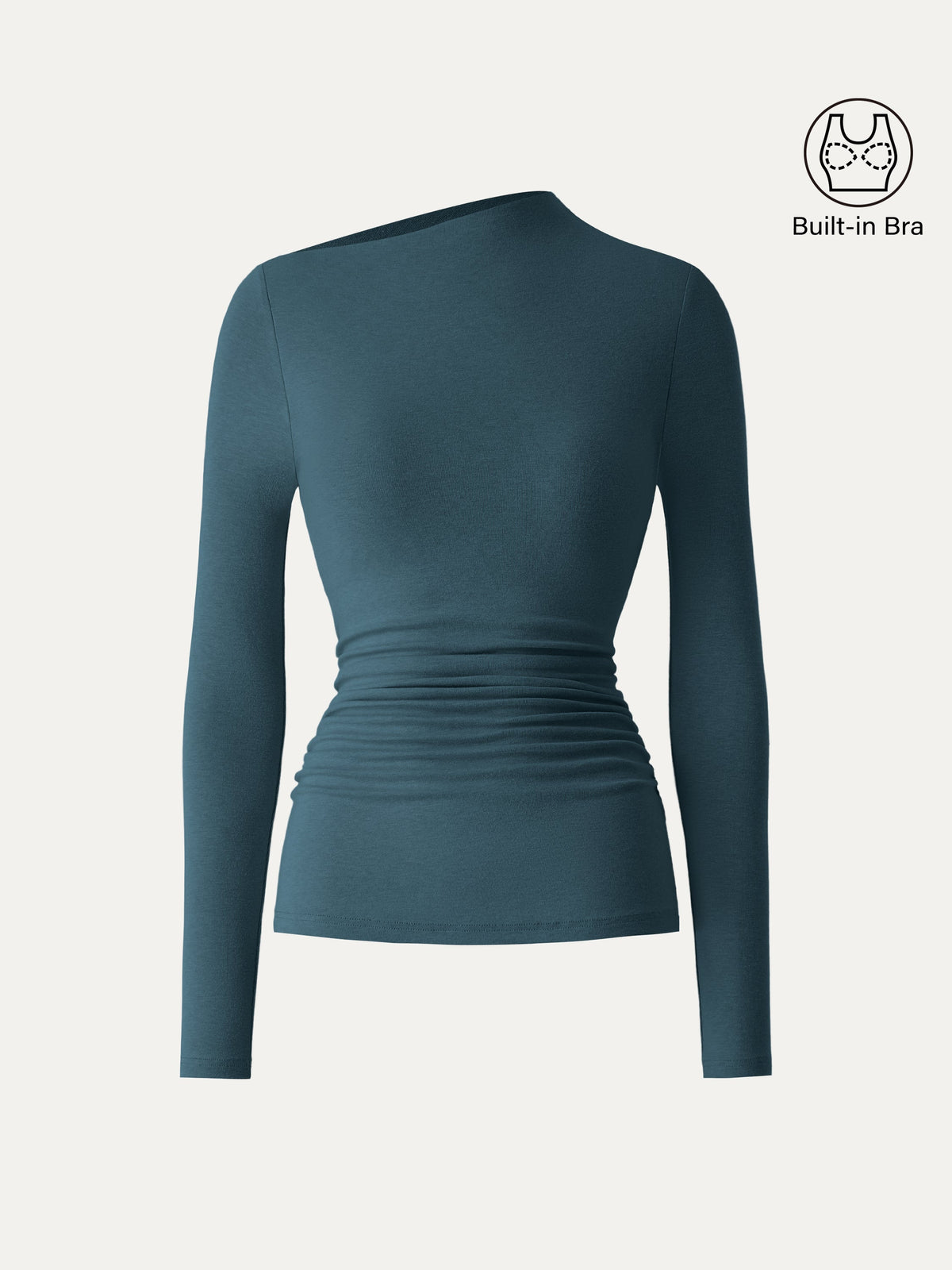 LiteWarm Slanted Mockneck Ruched Built-In Bra Top — original photo 9