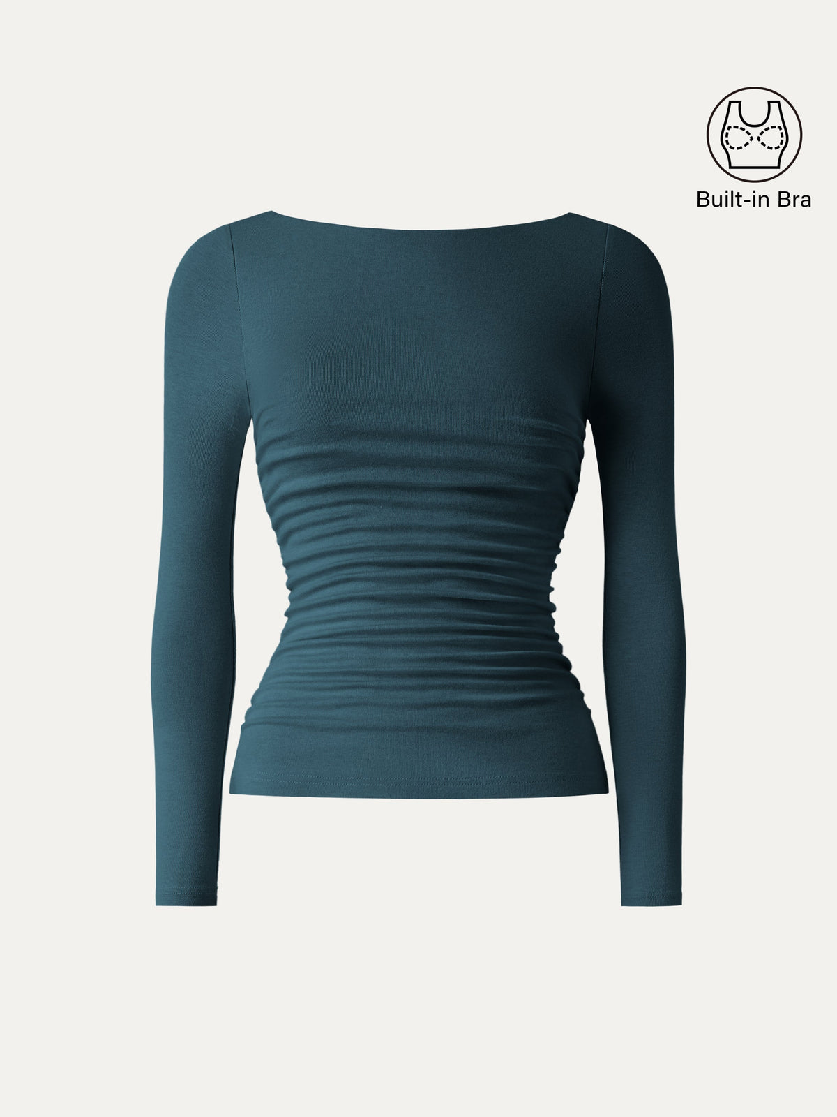 LiteWarm Boatneck Ruched Built-In Bra Top — original photo 12