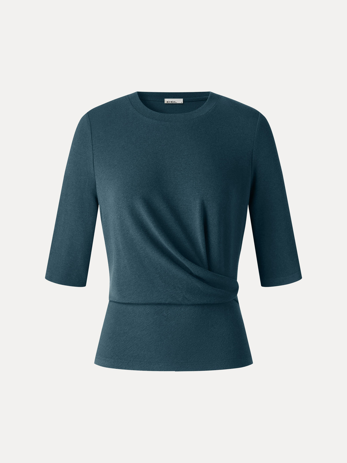 LiteWarm Round Neck Elbow Sleeve Side-Tuck Top — original photo 7
