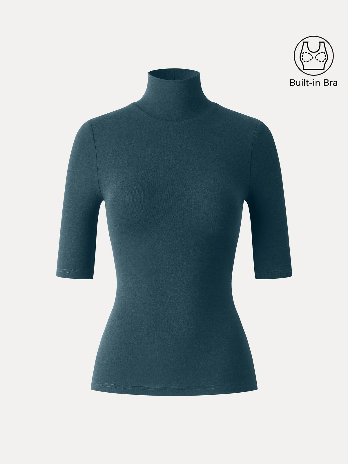 LiteWarm Essential Turtleneck Elbow Length Sleeve Built-In Bra Top — original photo 18