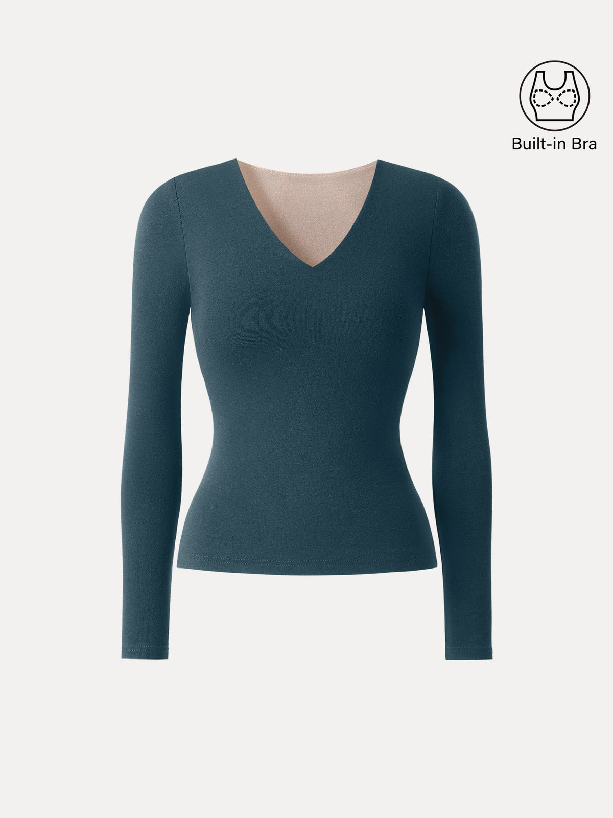 LiteWarm V-Neck Long Sleeve Built-In Bra Top — original photo 17
