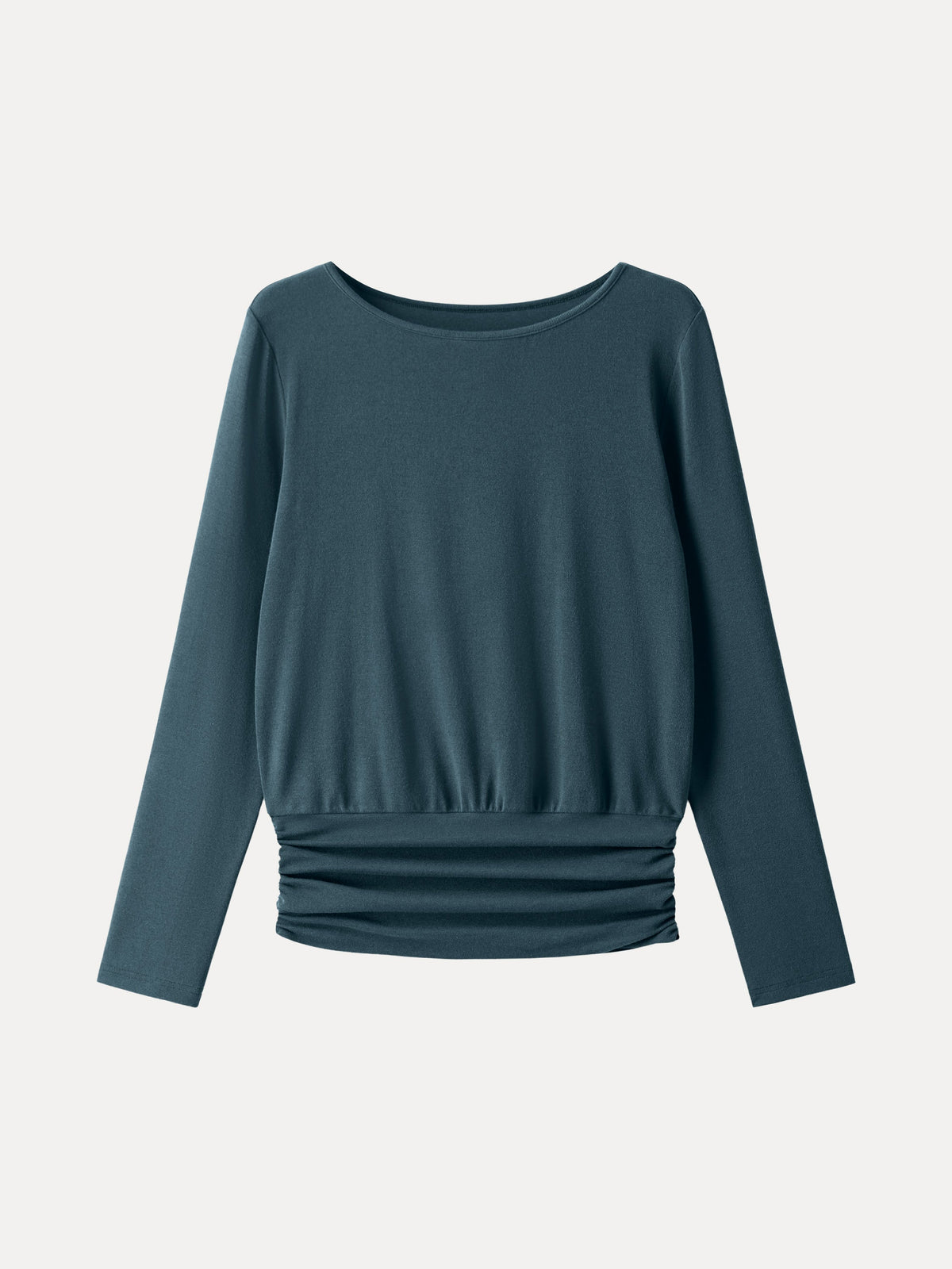 LiteWarm Boatneck Long Sleeve Ruched Banded Hem Top — original photo 8