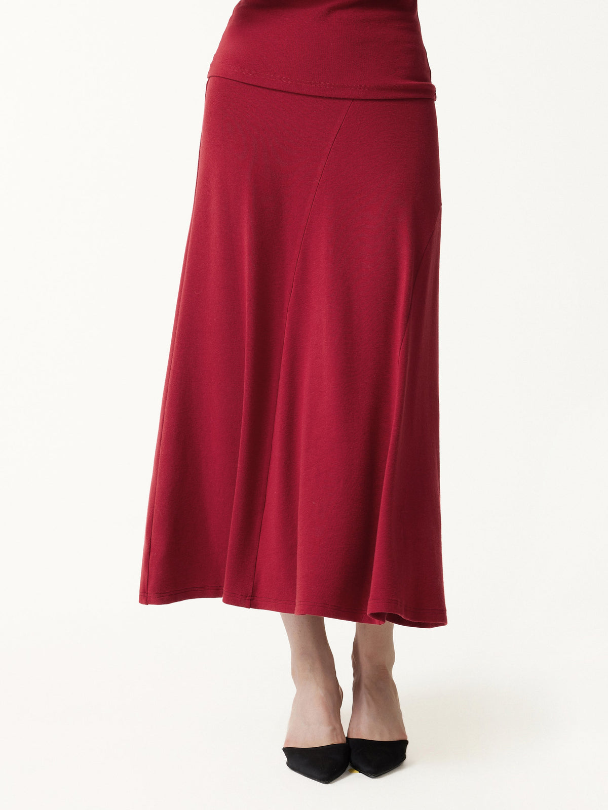 LiteWarm High-Rise Curved-Seam A-Line Midi Skirt — original photo 1