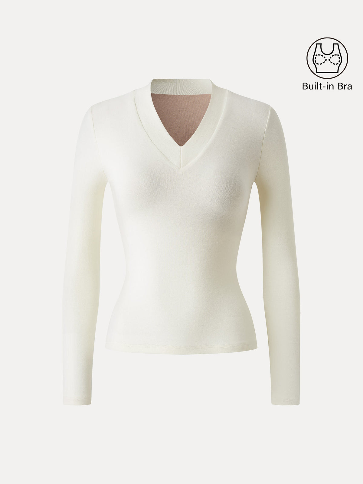 LiteWarm V-neck Wide Binding Built-In Bra Top — original photo 4